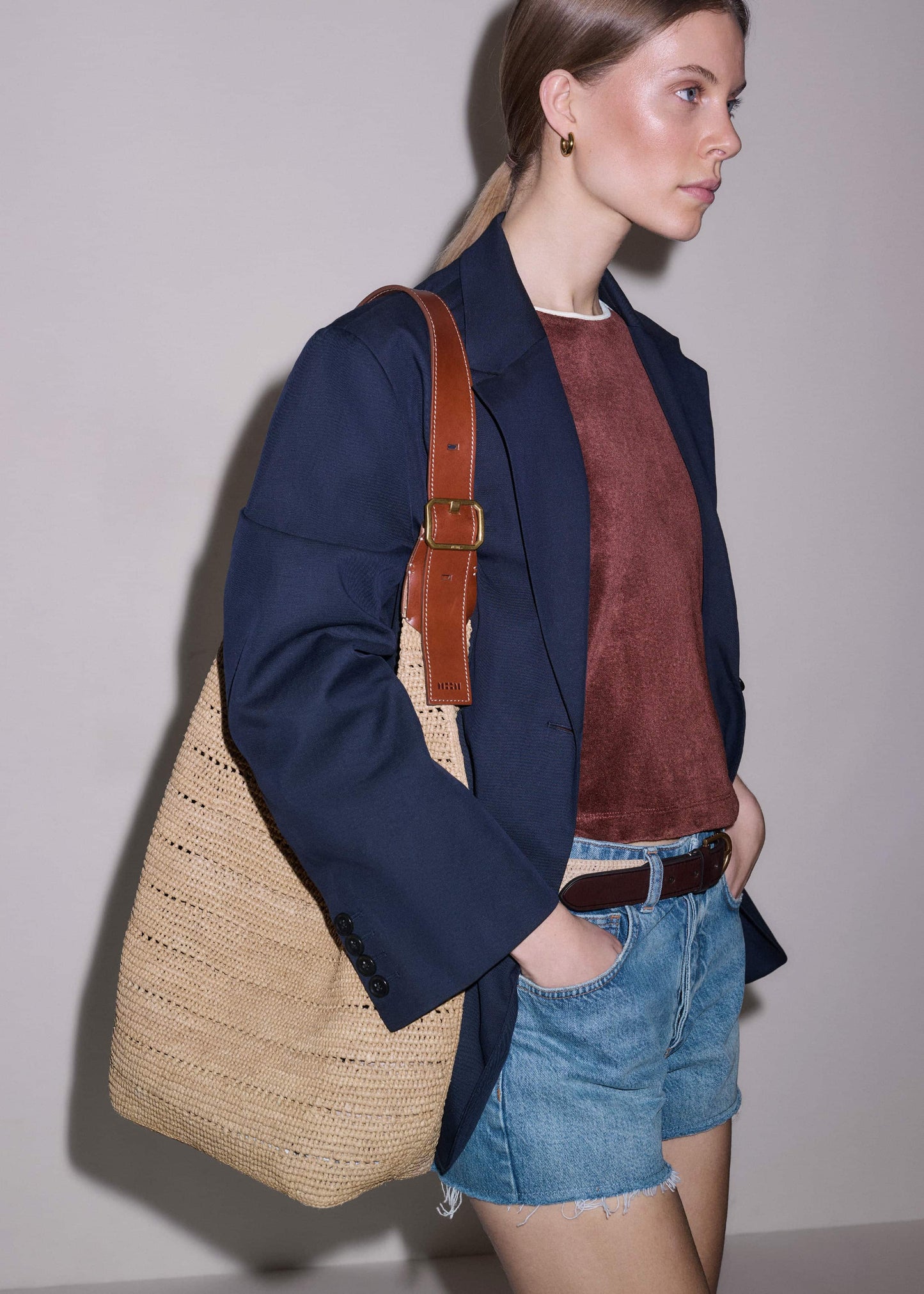 ME and EM Clothing Tan Raffia Carry All Summer Bag