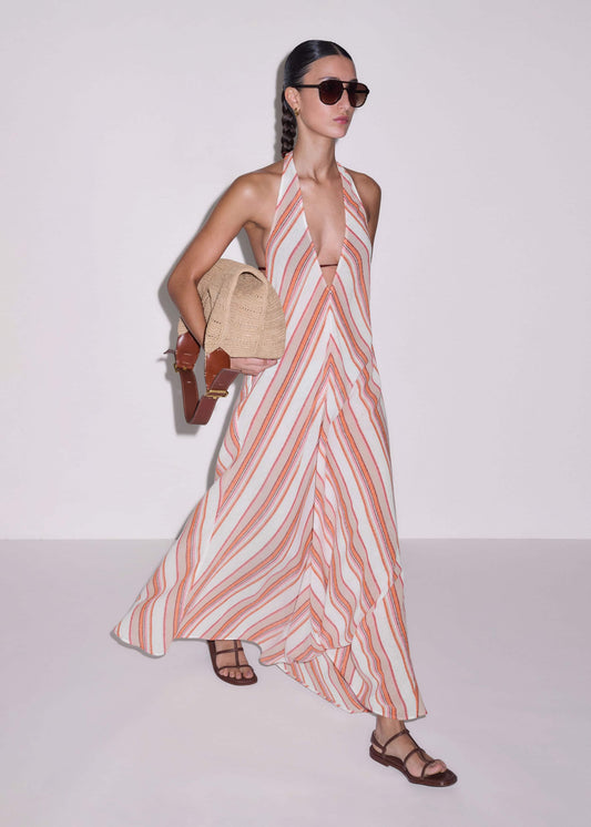 ME and EM Clothing Pink Halter Maxi Beach Dress
