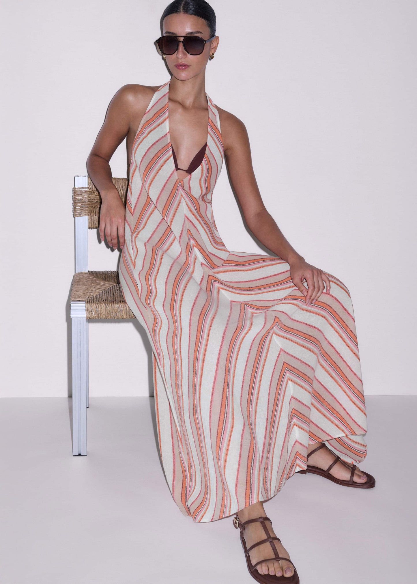 ME and EM Clothing Pink Halter Maxi Beach Dress