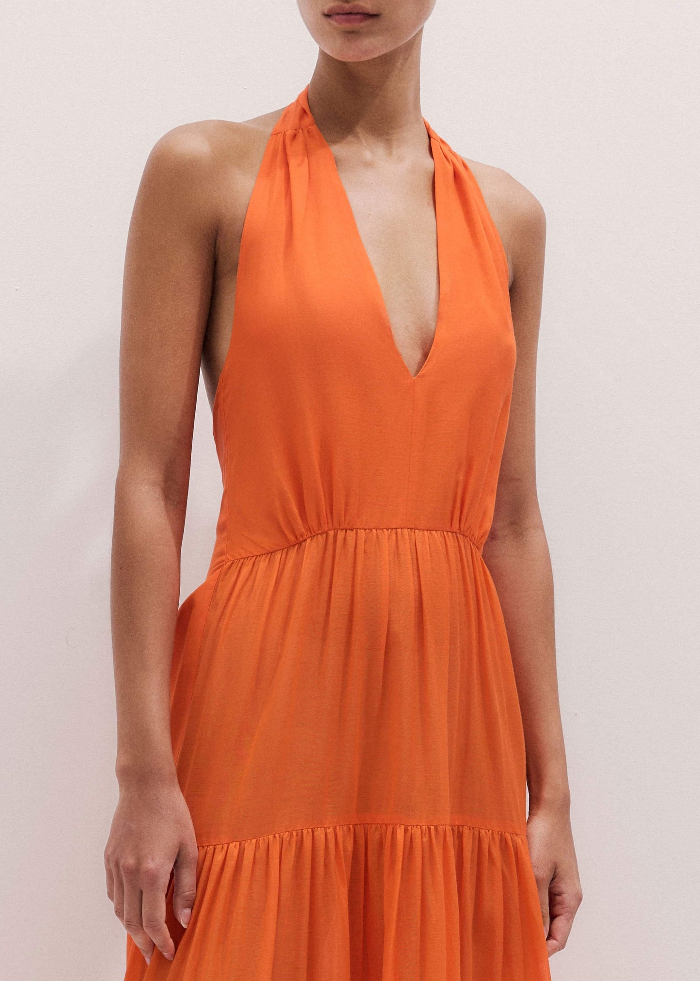 ME and EM Clothing Orange Tiered Maxi Beach Dress