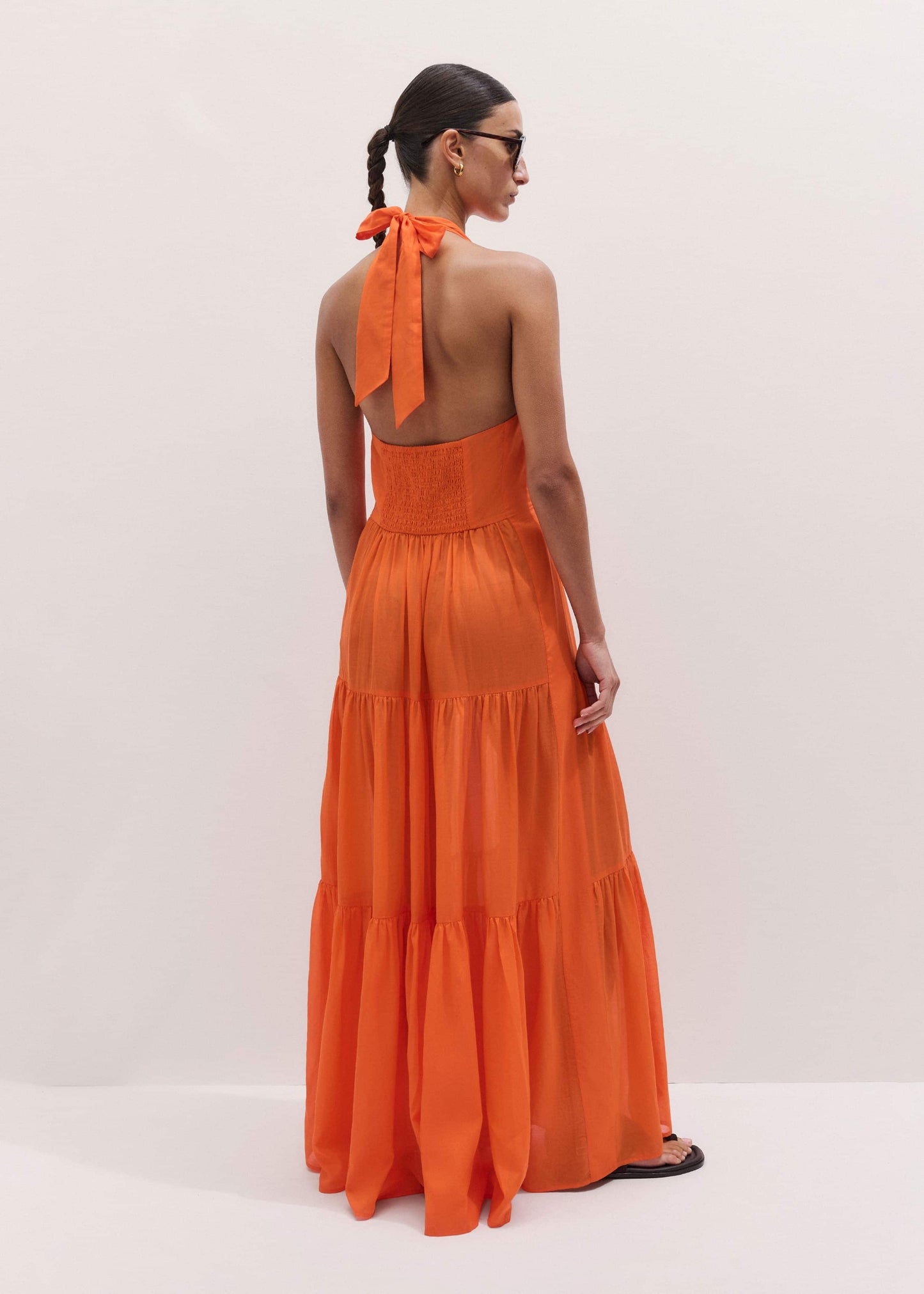 ME and EM Clothing Orange Tiered Maxi Beach Dress