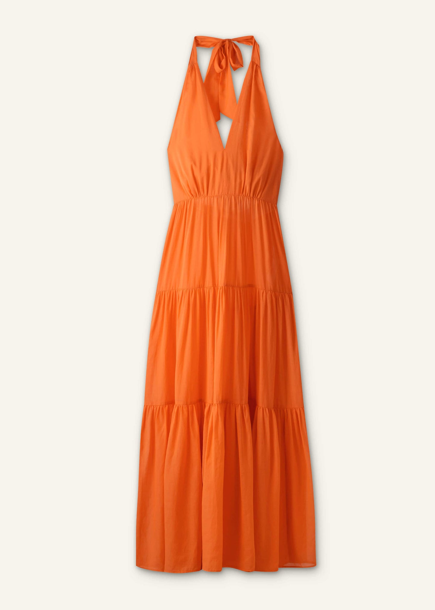 ME and EM Clothing Orange Tiered Maxi Beach Dress
