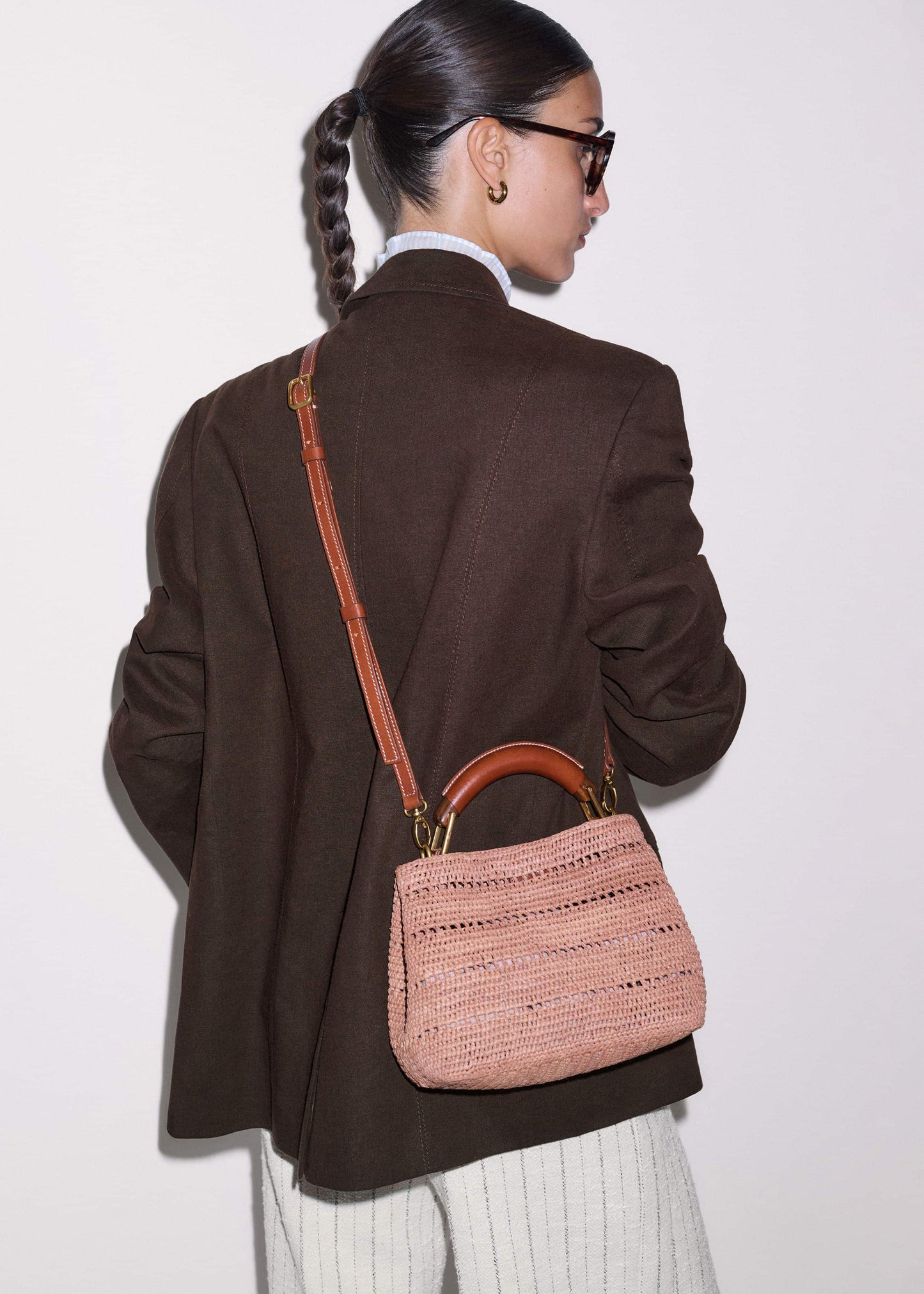 ME and EM Clothing|Accessories Pink Raffia Mini Day Bag