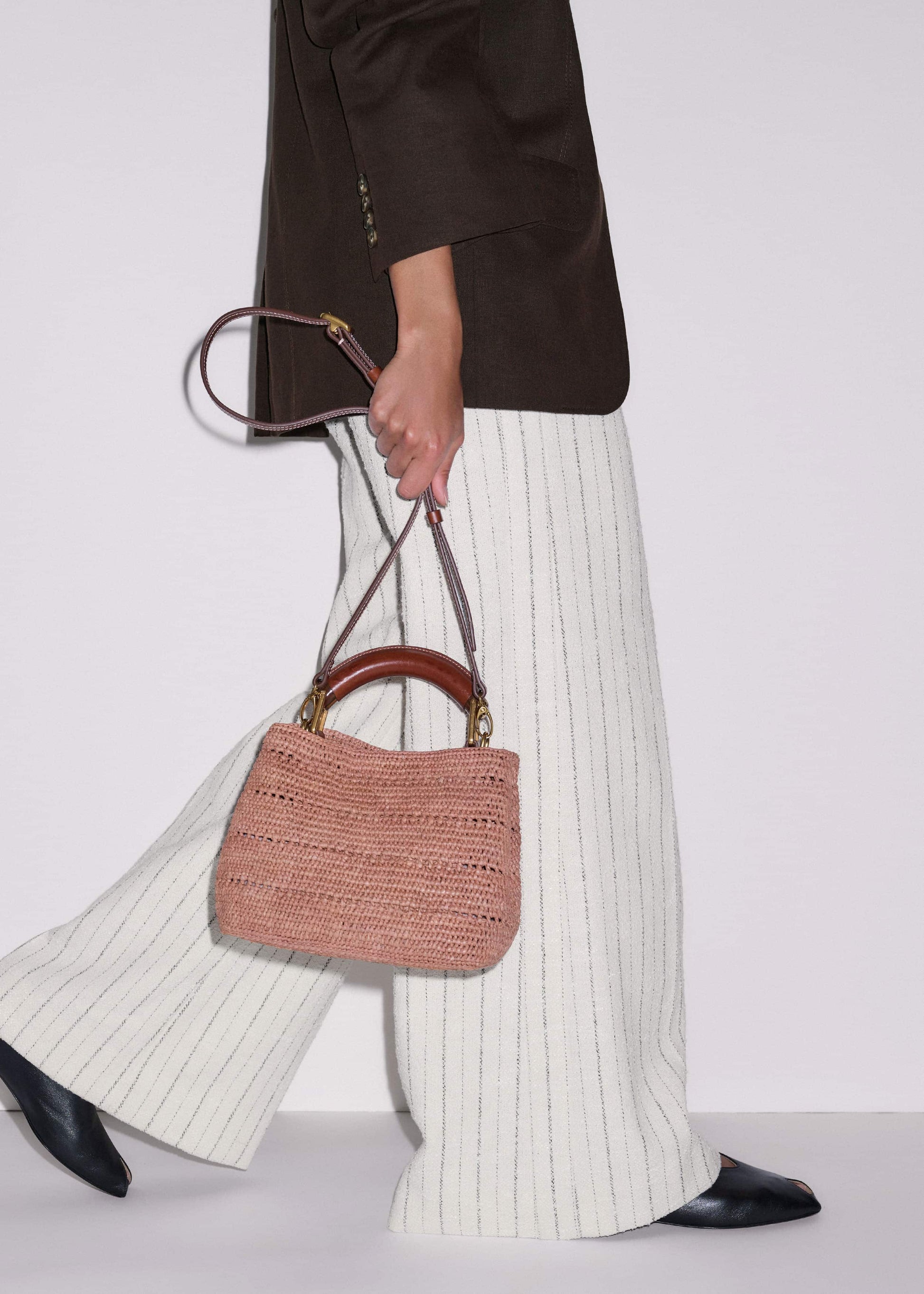 ME and EM Clothing|Accessories Pink Raffia Mini Day Bag