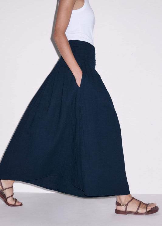 ME and EM Clothing Navy Cheesecloth Relaxed Maxi Skirt