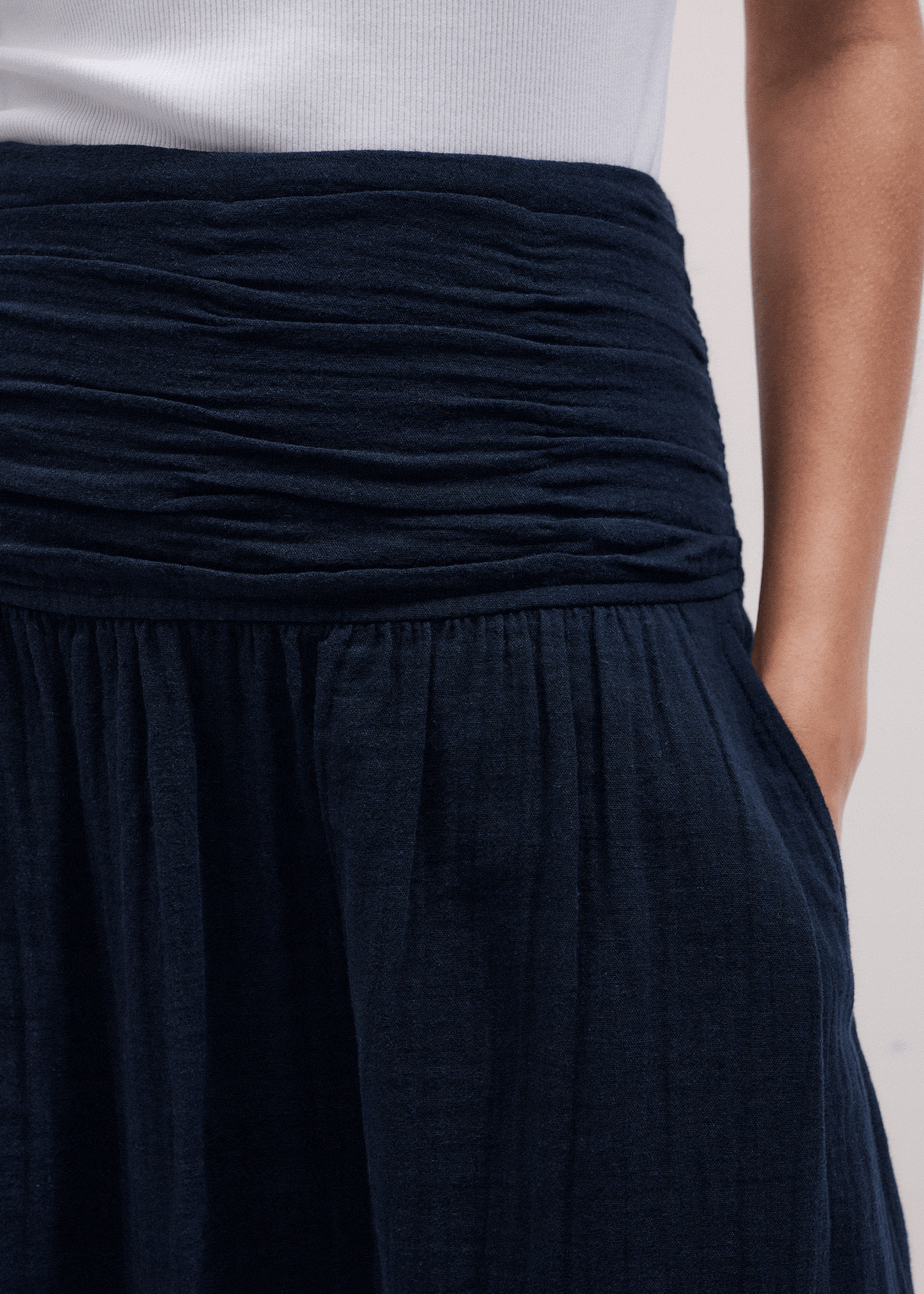 ME and EM Clothing Navy Cheesecloth Relaxed Maxi Skirt