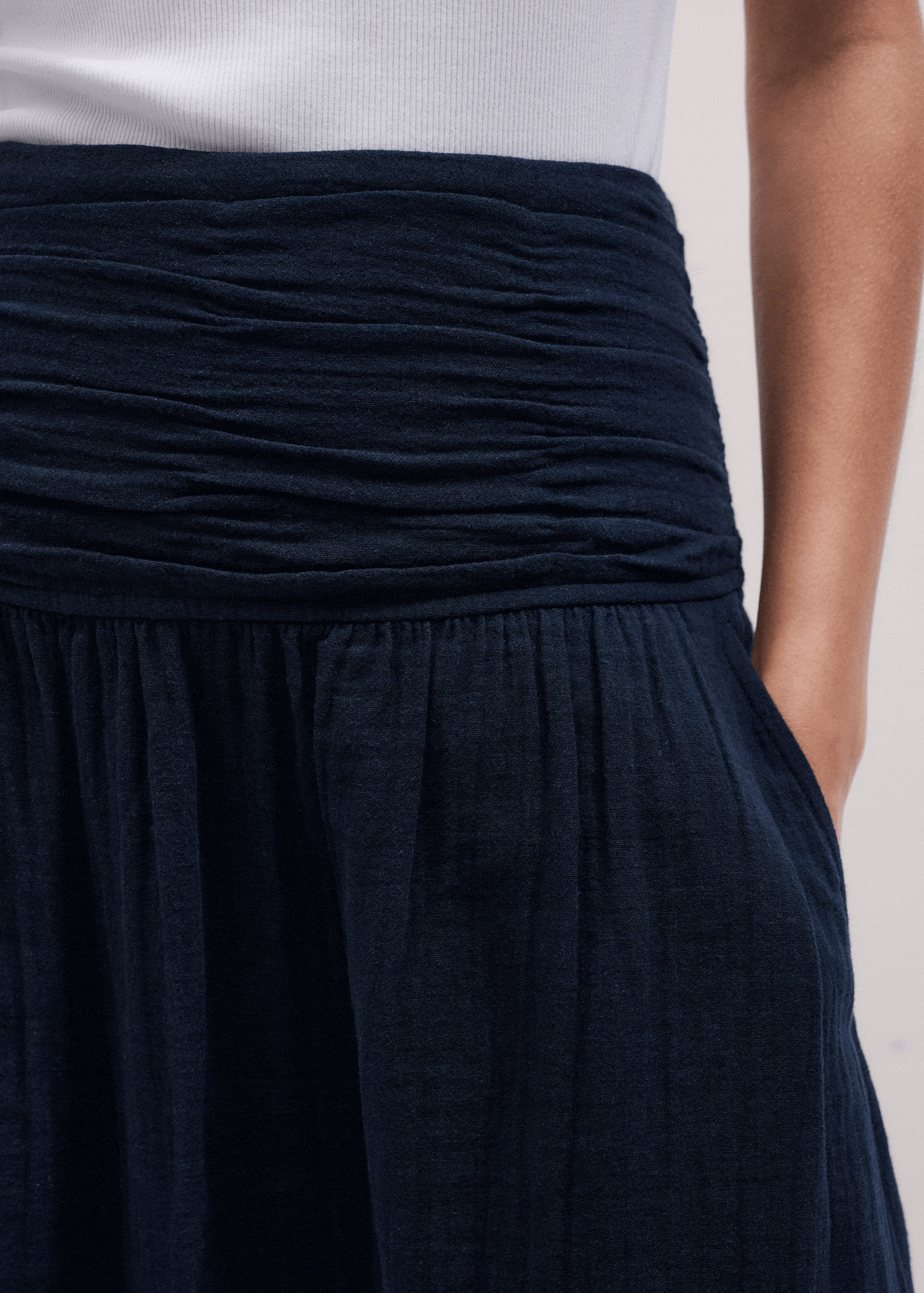 ME and EM Clothing Navy Cheesecloth Relaxed Maxi Skirt