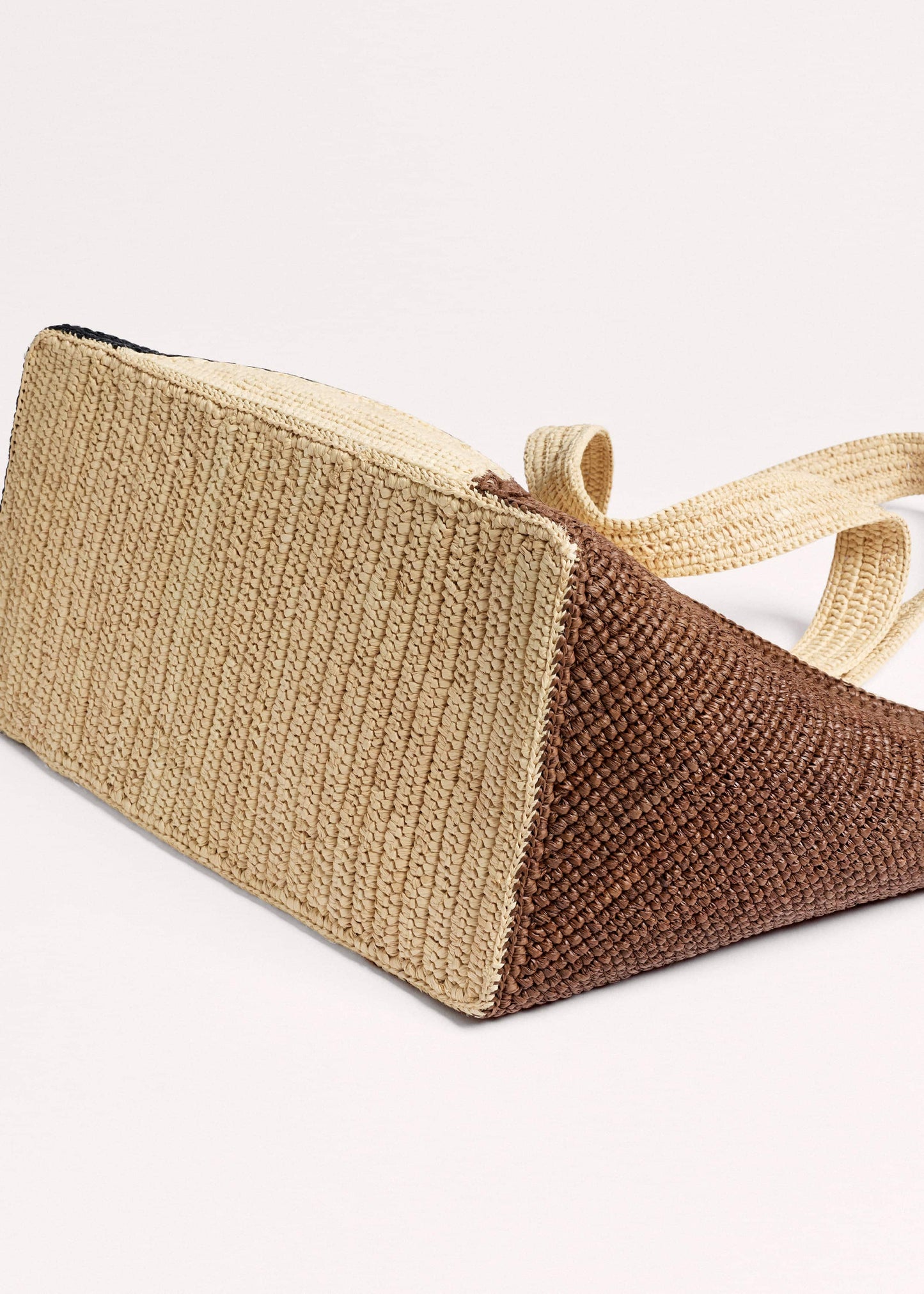 ME and EM Clothing|Accessories Brown Contrast Raffia Tote Bag