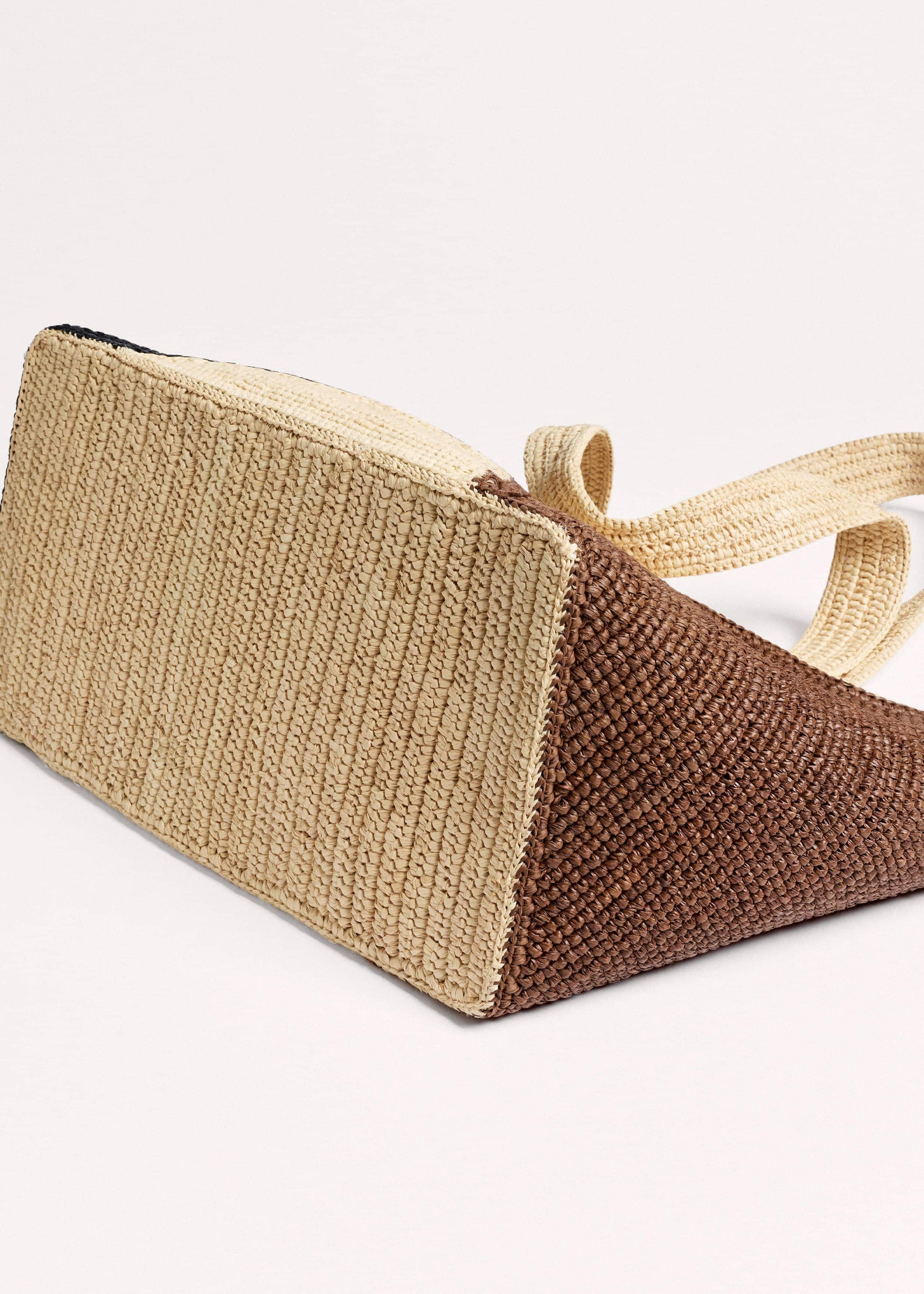 ME and EM Clothing|Accessories Brown Contrast Raffia Tote Bag