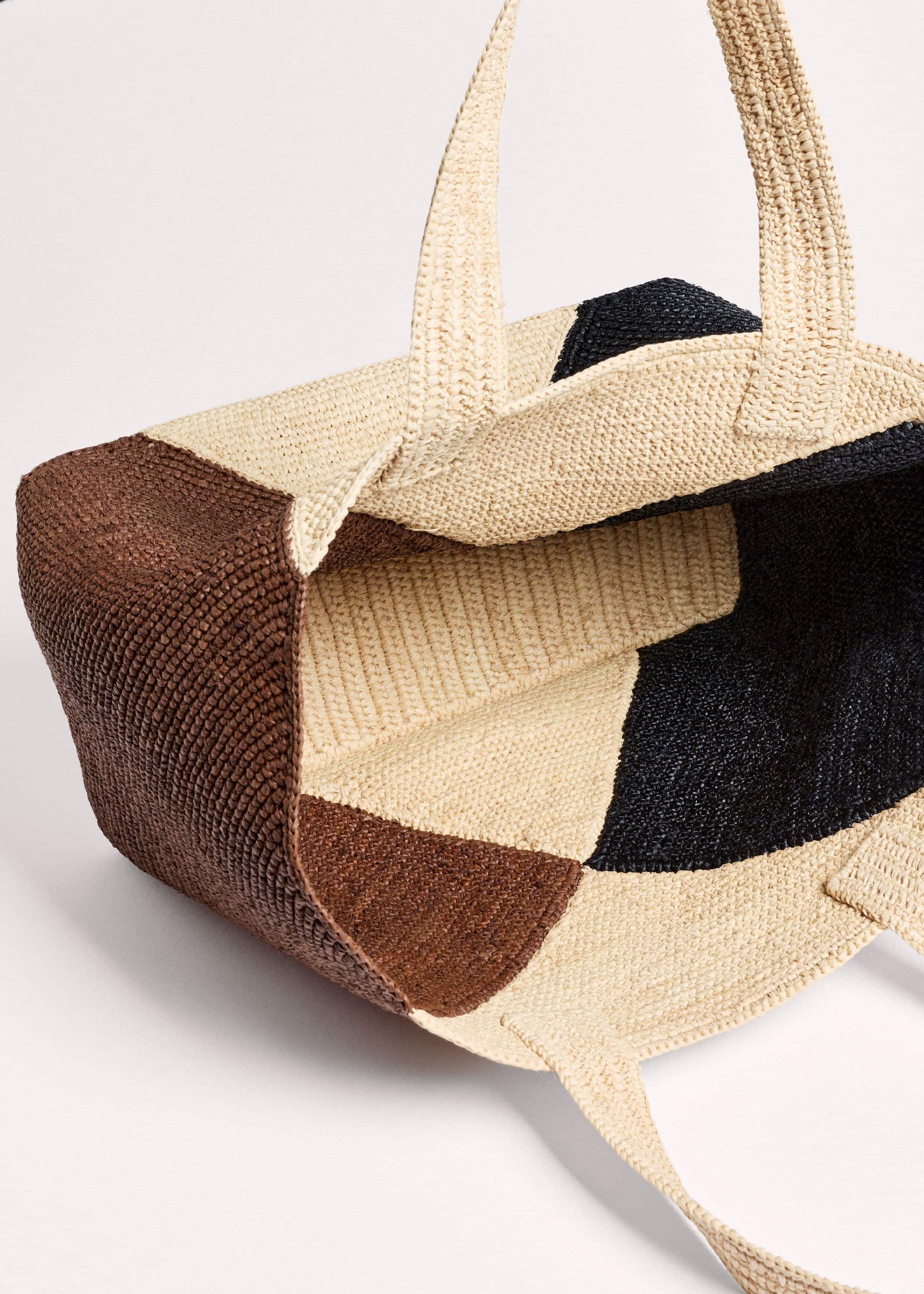 ME and EM Clothing|Accessories Brown Contrast Raffia Tote Bag