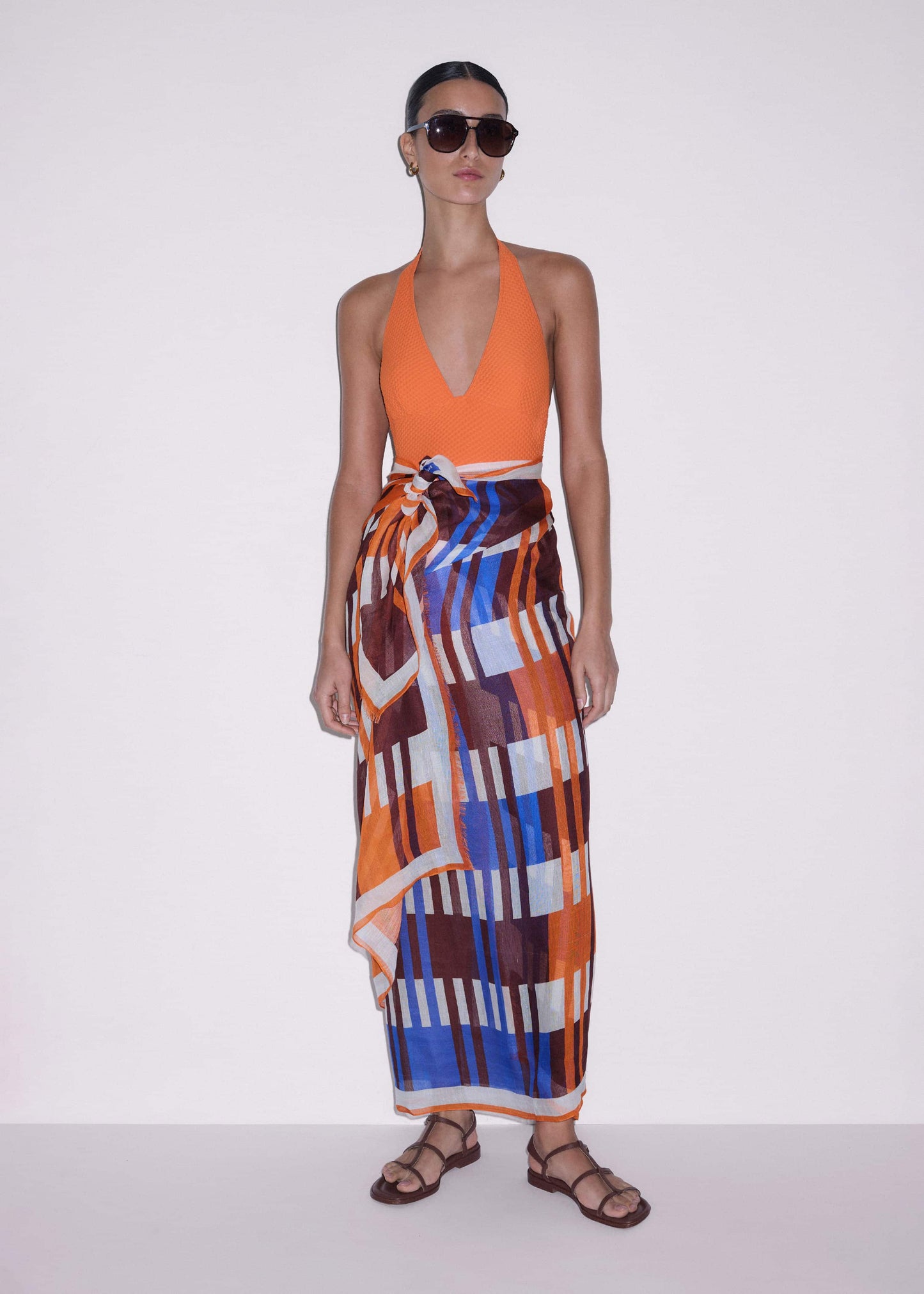 ME and EM Clothing Orange Stripe Sarong