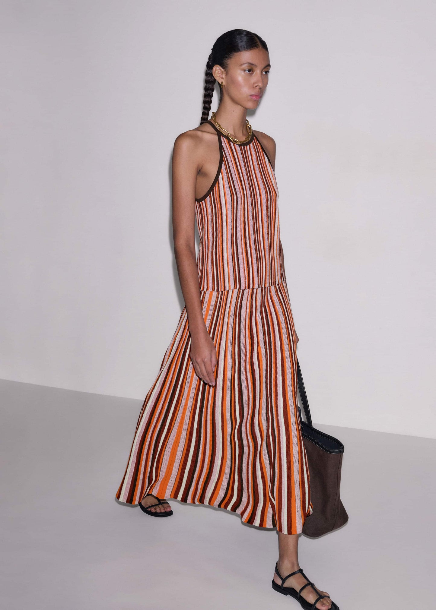 ME and EM Clothing Cinnamon Stripe Knit Maxi Skirt