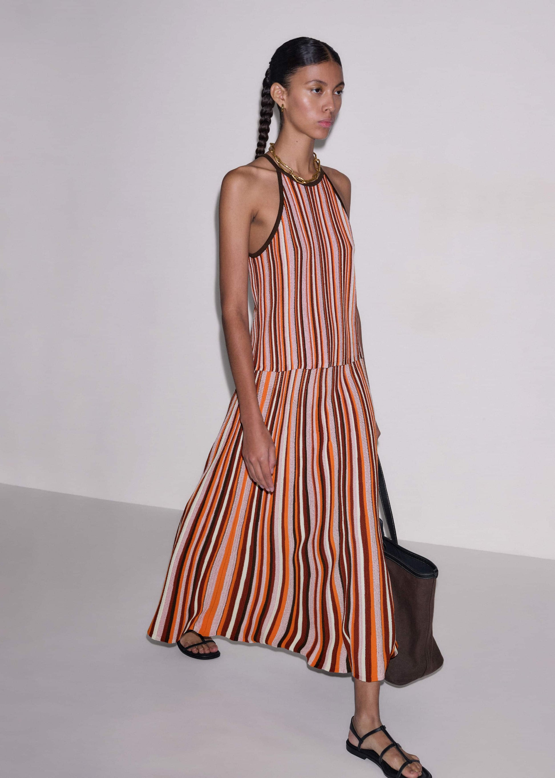 ME and EM Clothing Cinnamon Stripe Knit Maxi Skirt