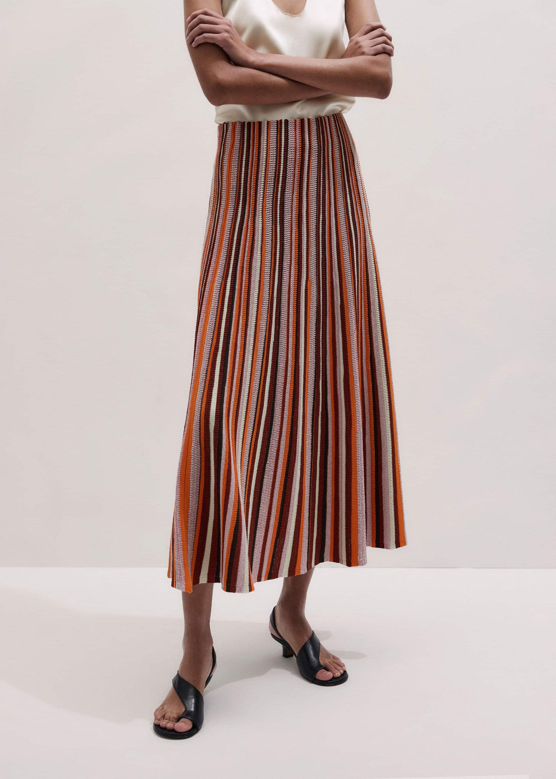 ME and EM Clothing Cinnamon Stripe Knit Maxi Skirt