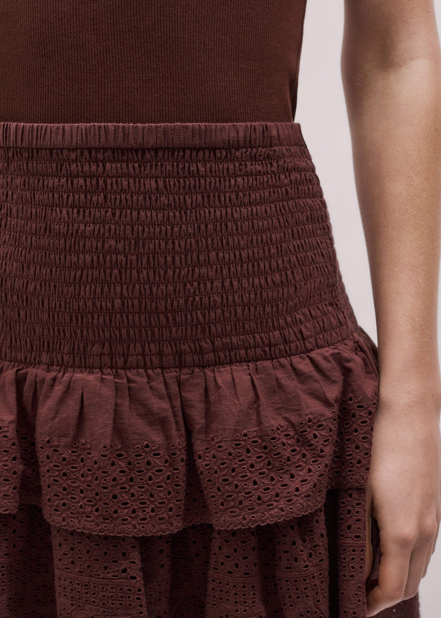 ME and EM Clothing Cinnamon Shirred Mini Skirt
