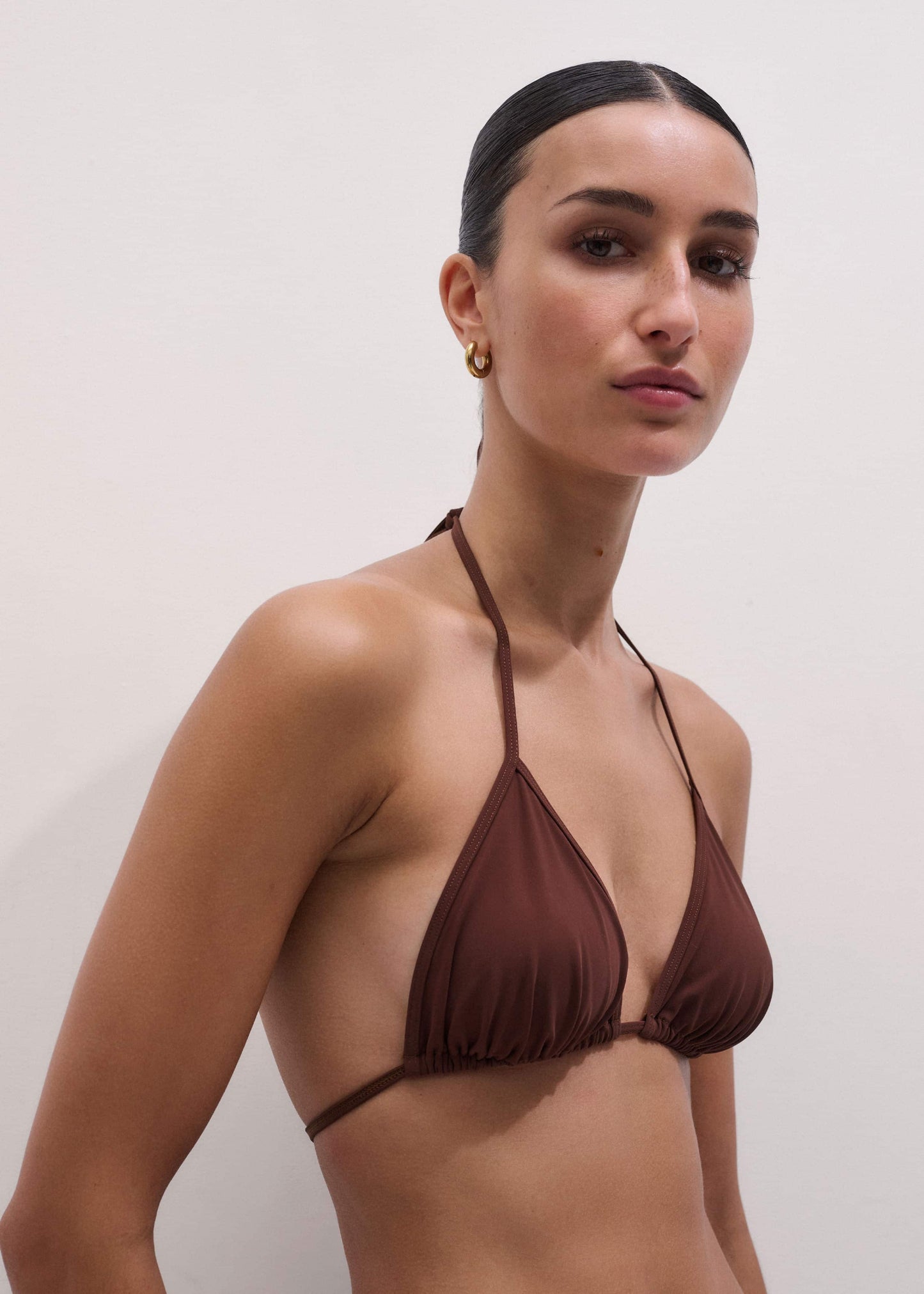 ME and EM Clothing Cinnamon Brown Adjustable Triangle Bikini Top