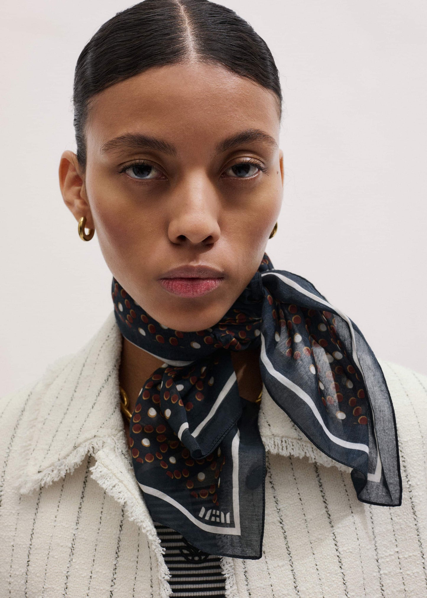 ME and EM Clothing|Accessories Black Dotted Border Scarf