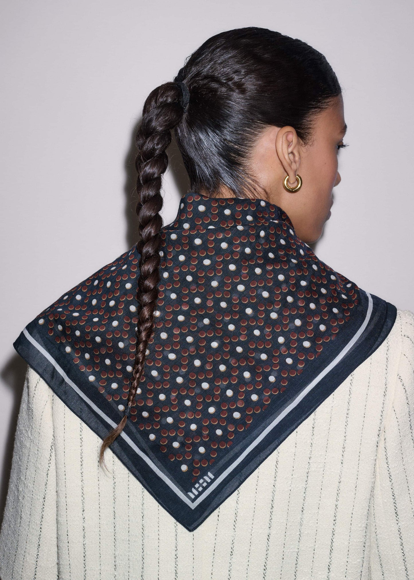 ME and EM Clothing|Accessories Black Dotted Border Scarf