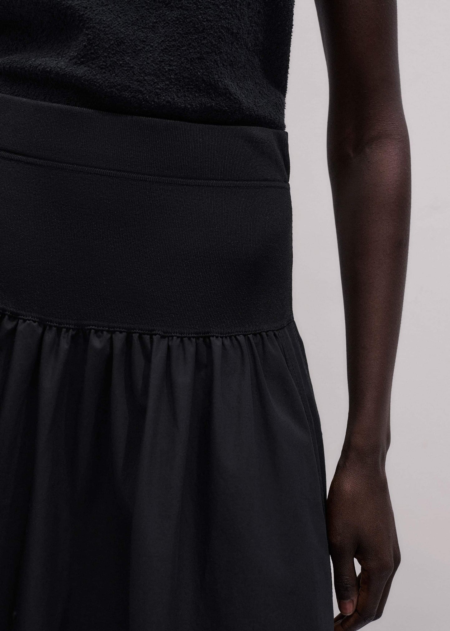 ME and EM Clothing Black Mixed Media Maxi Skirt