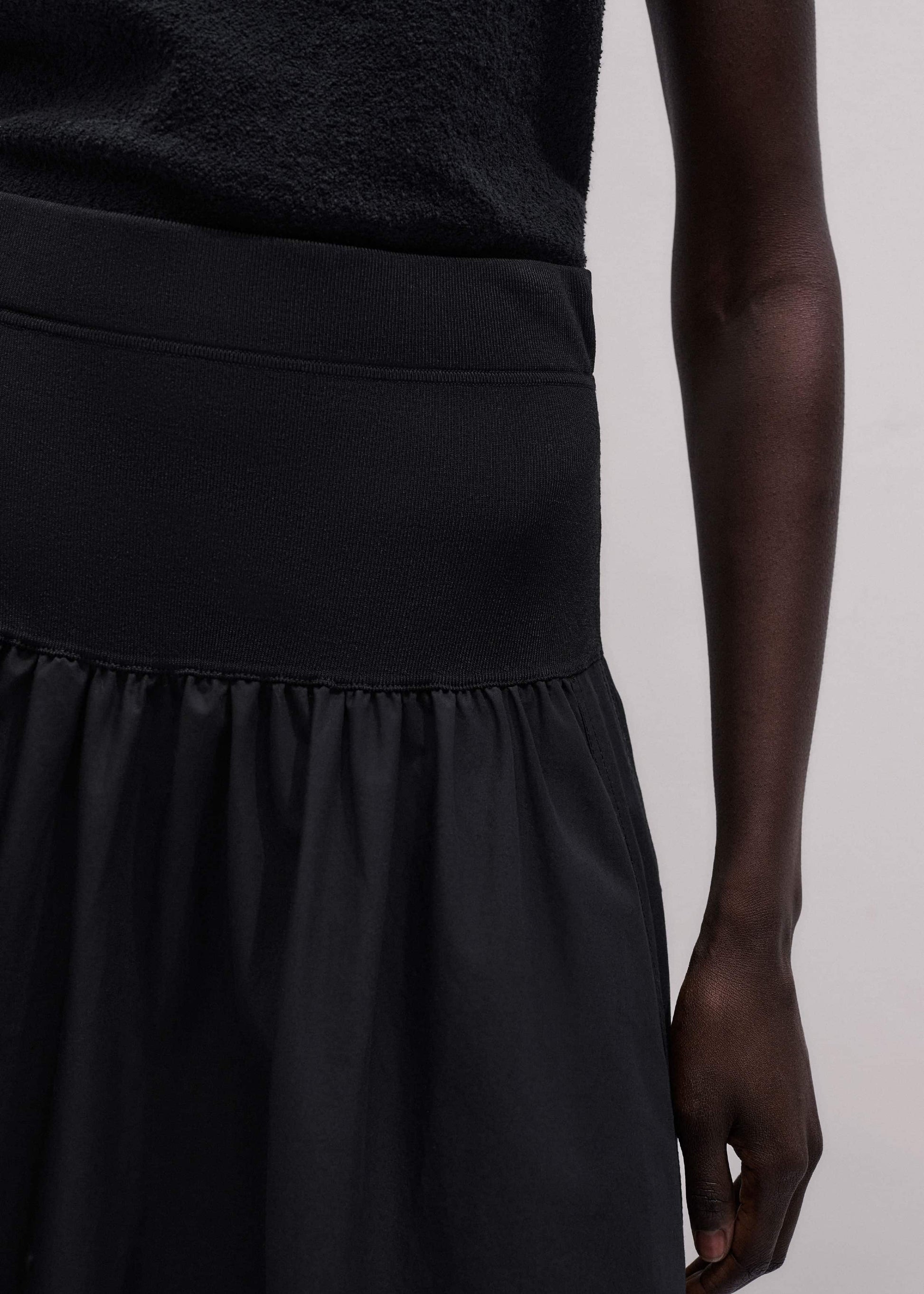 ME and EM Clothing Black Mixed Media Maxi Skirt