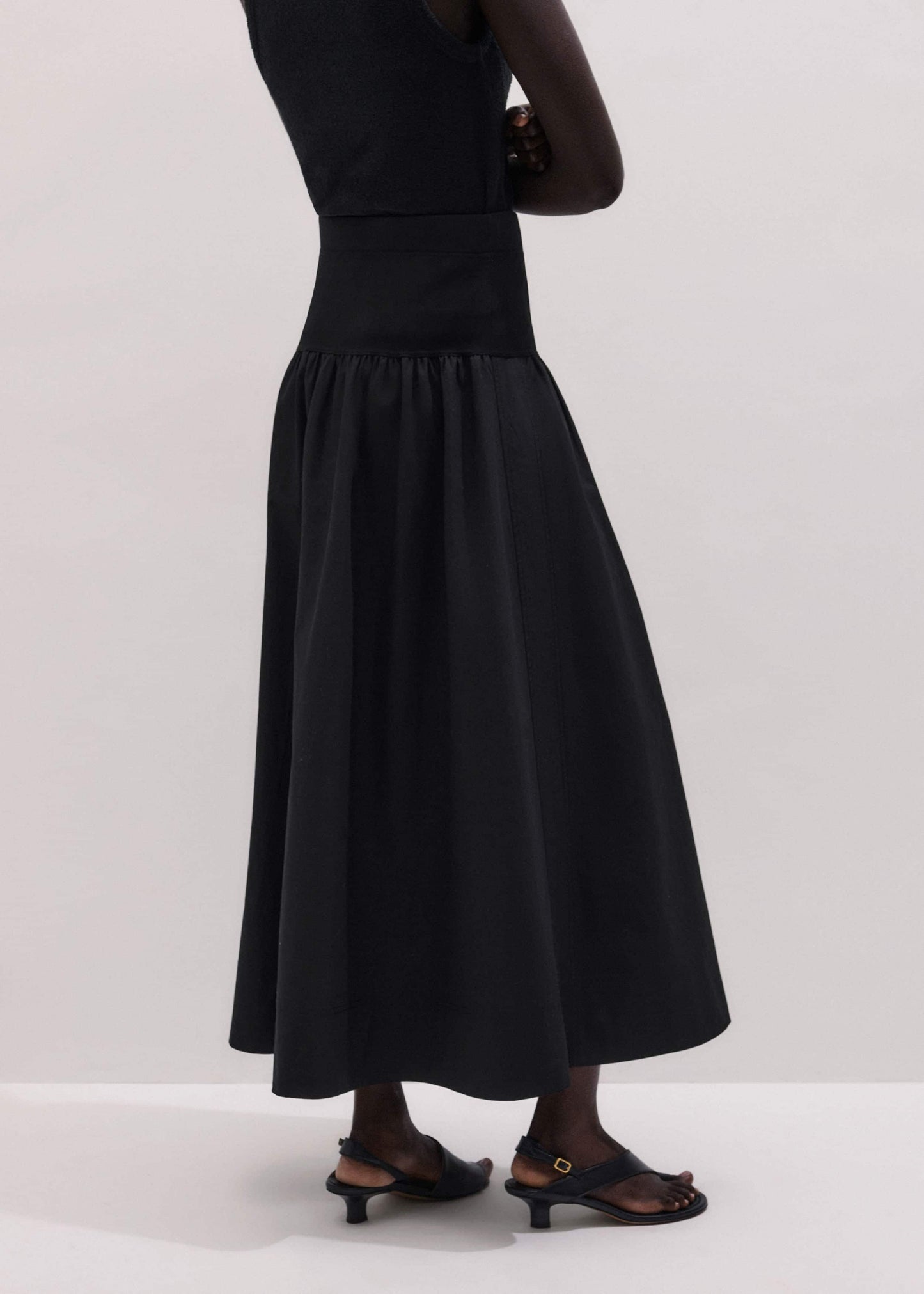 ME and EM Clothing Black Mixed Media Maxi Skirt