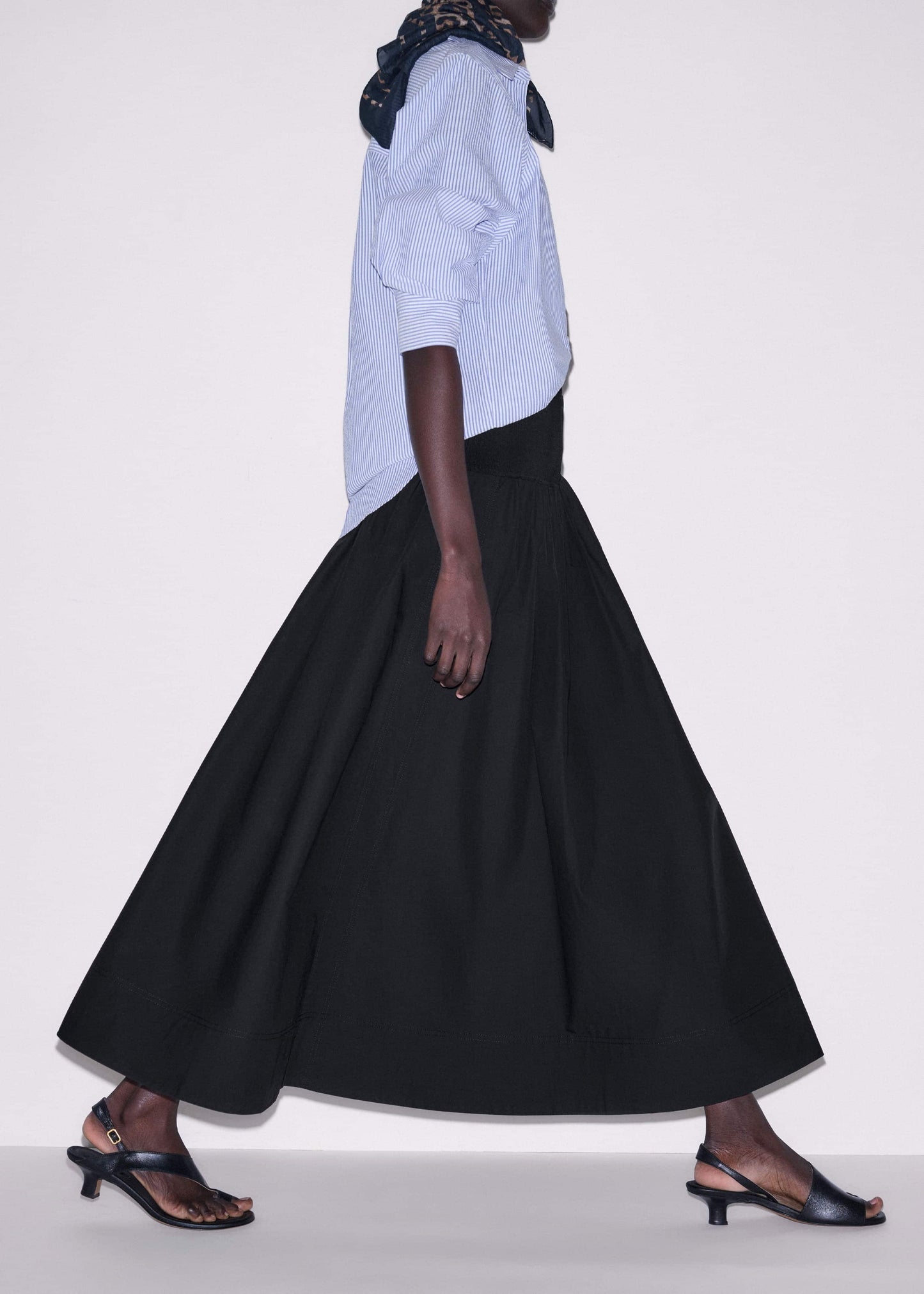 ME and EM Clothing Black Mixed Media Maxi Skirt