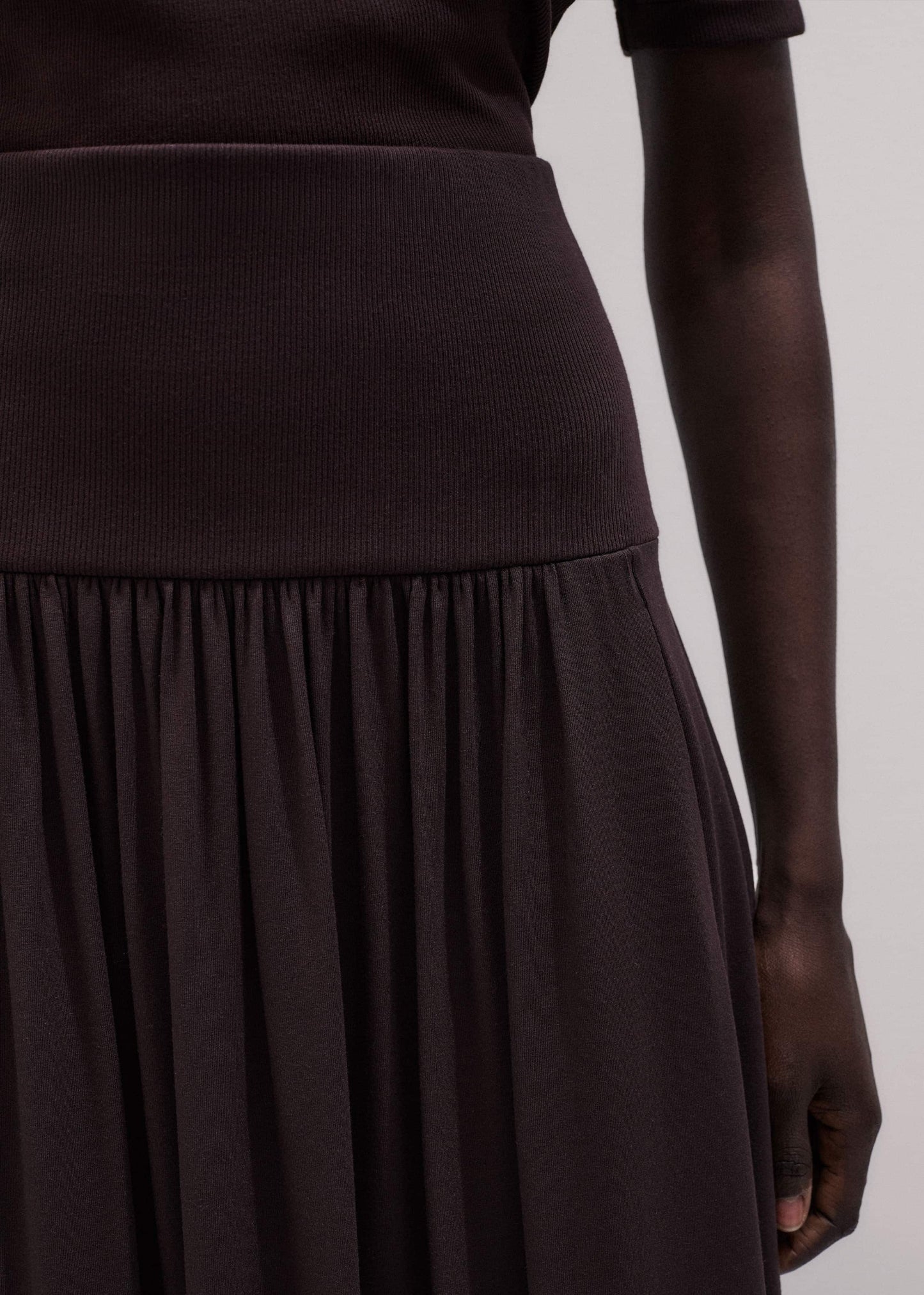 ME and EM Clothing Brown Soft Sculpt Maxi Skirt