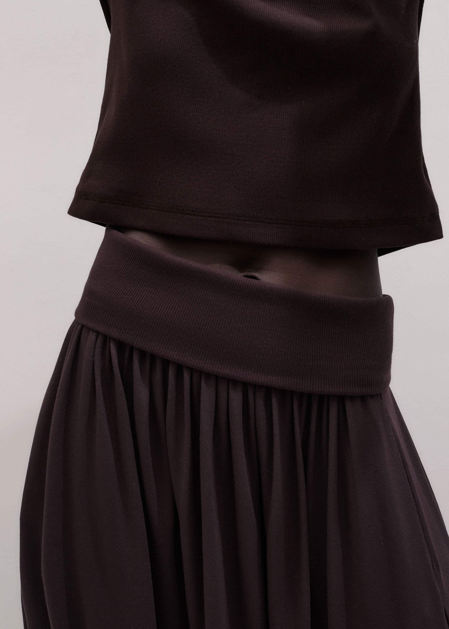 ME and EM Clothing Brown Soft Sculpt Maxi Skirt