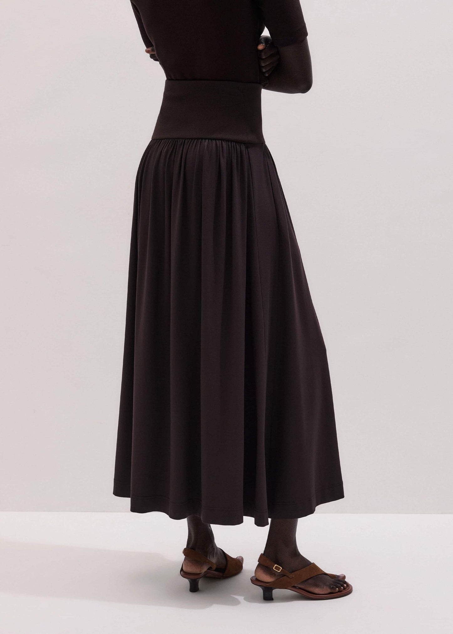 ME and EM Clothing Brown Soft Sculpt Maxi Skirt