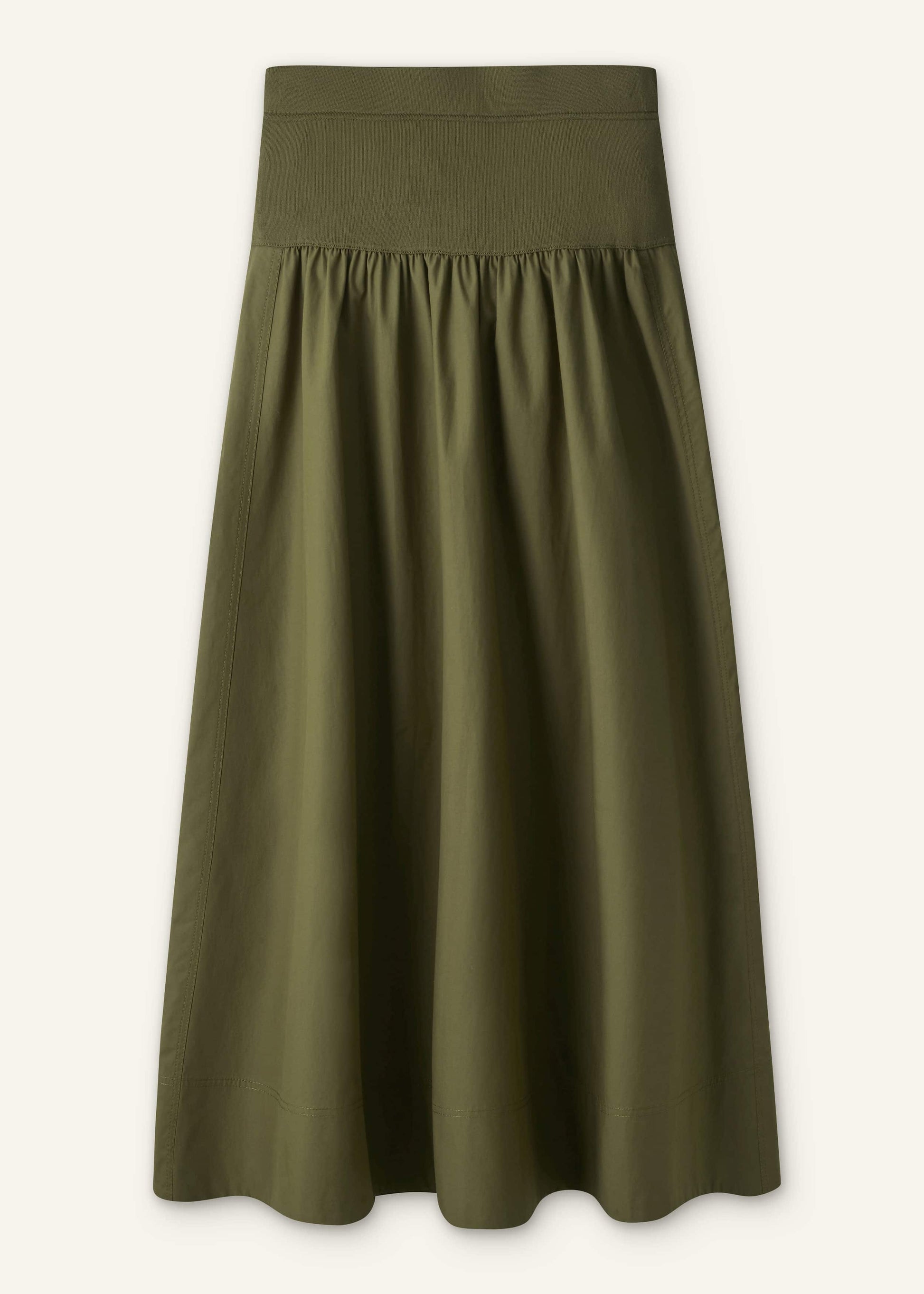 ME and EM Clothing Olive Green Mixed Media Maxi Skirt