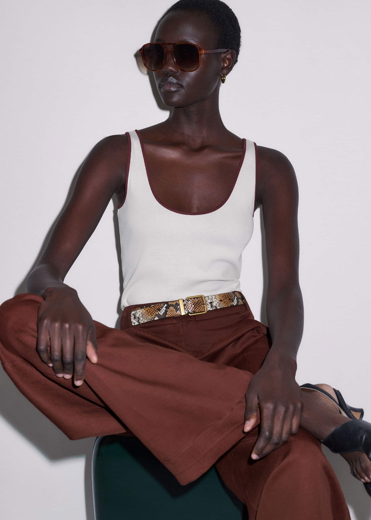 ME and EM Clothing|Accessories Tan Snake Print Reversible Belt