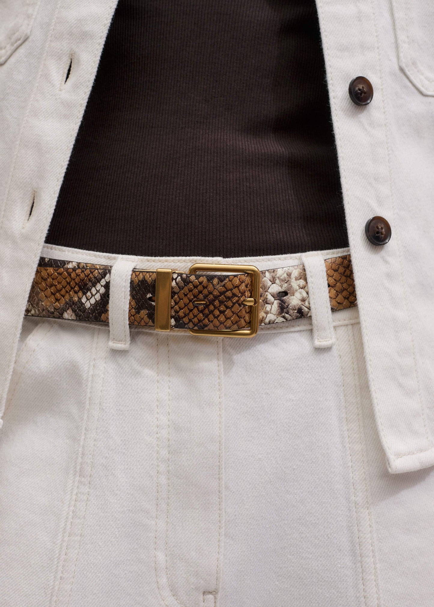 ME and EM Clothing|Accessories Tan Snake Print Reversible Belt