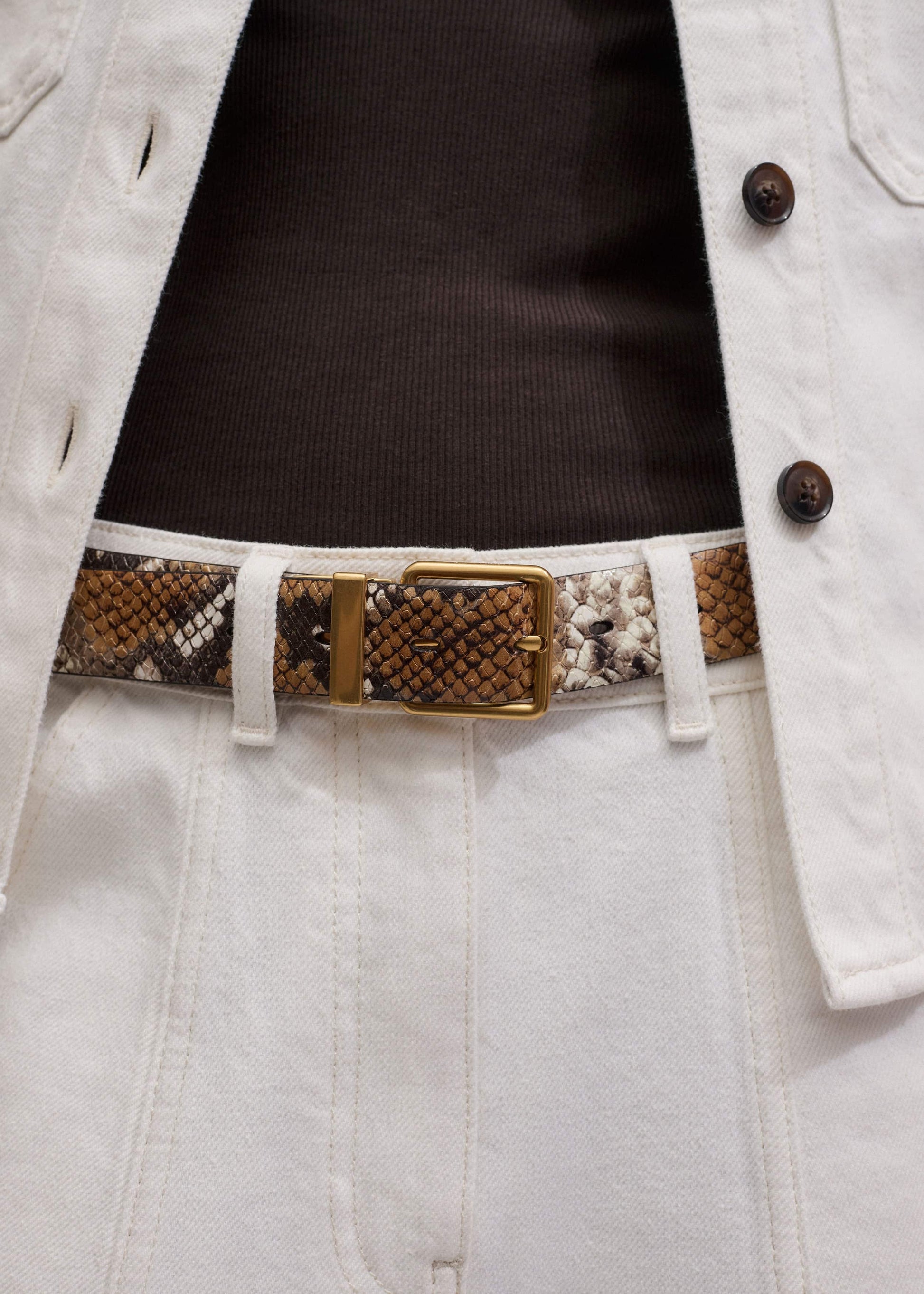 ME and EM Clothing|Accessories Tan Snake Print Reversible Belt