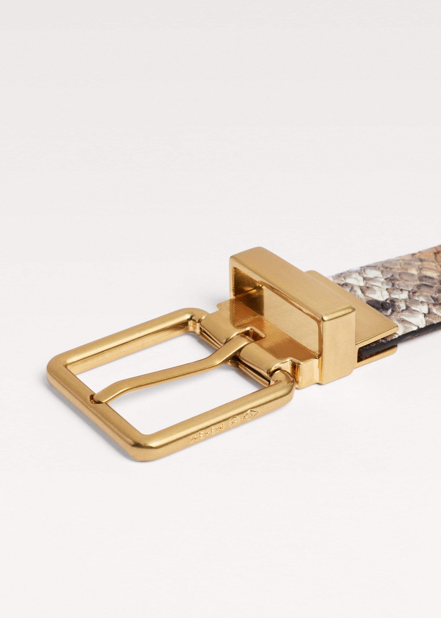ME and EM Clothing|Accessories Tan Snake Print Reversible Belt