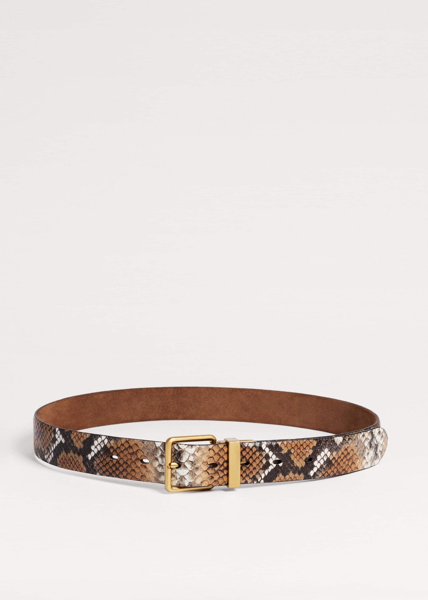 ME and EM Clothing|Accessories Tan Snake Print Reversible Belt