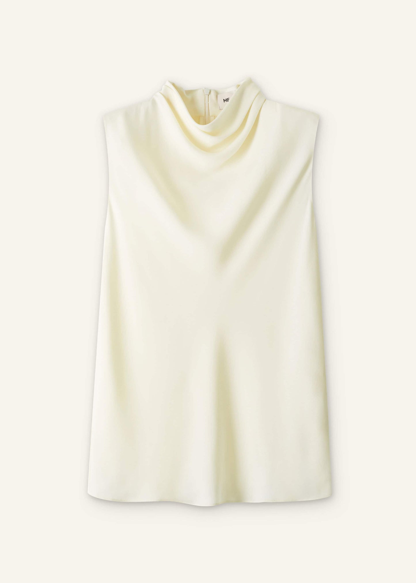 ME and EM Clothing Cream Silk Elevated Cowl Neck Top