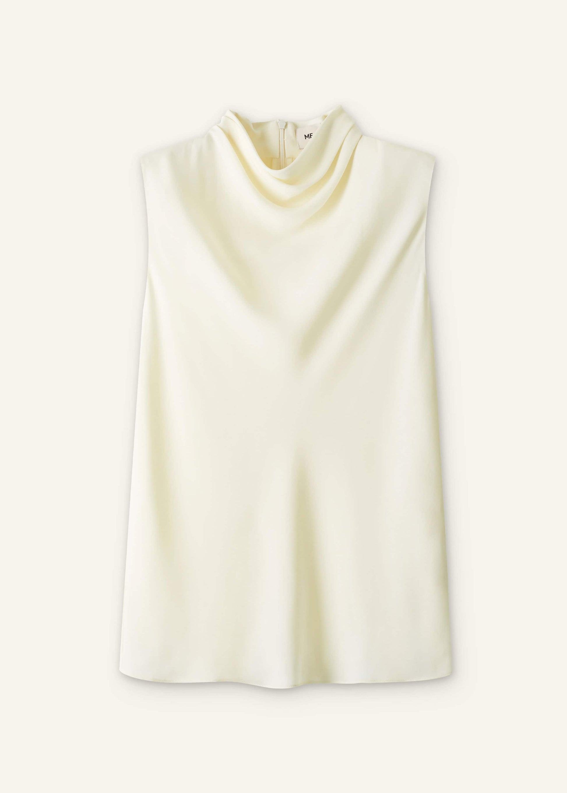 ME and EM Clothing Cream Silk Elevated Cowl Neck Top