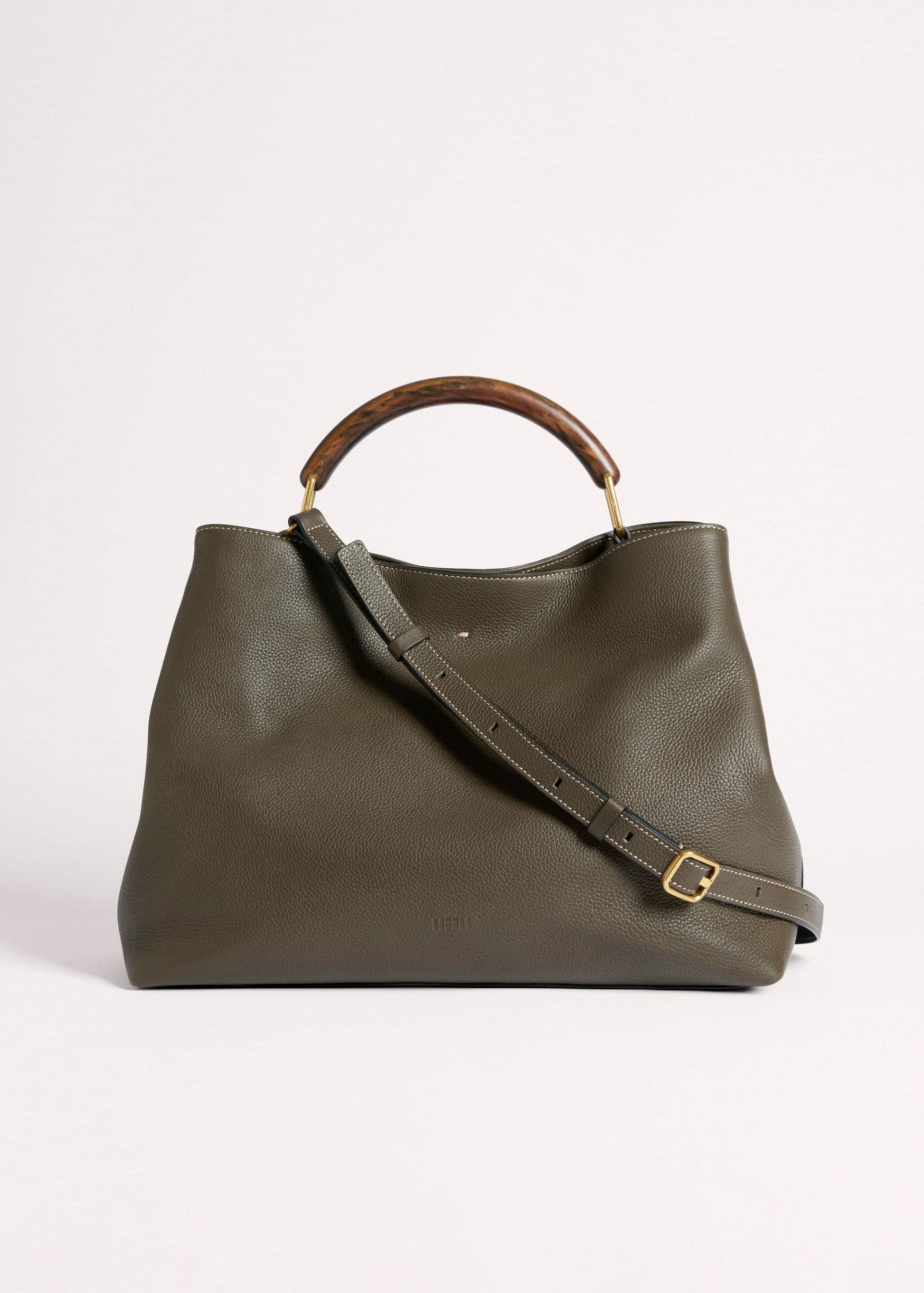 ME and EM Clothing|Accessories Olive Green Leather Soft Constructed Day Bag