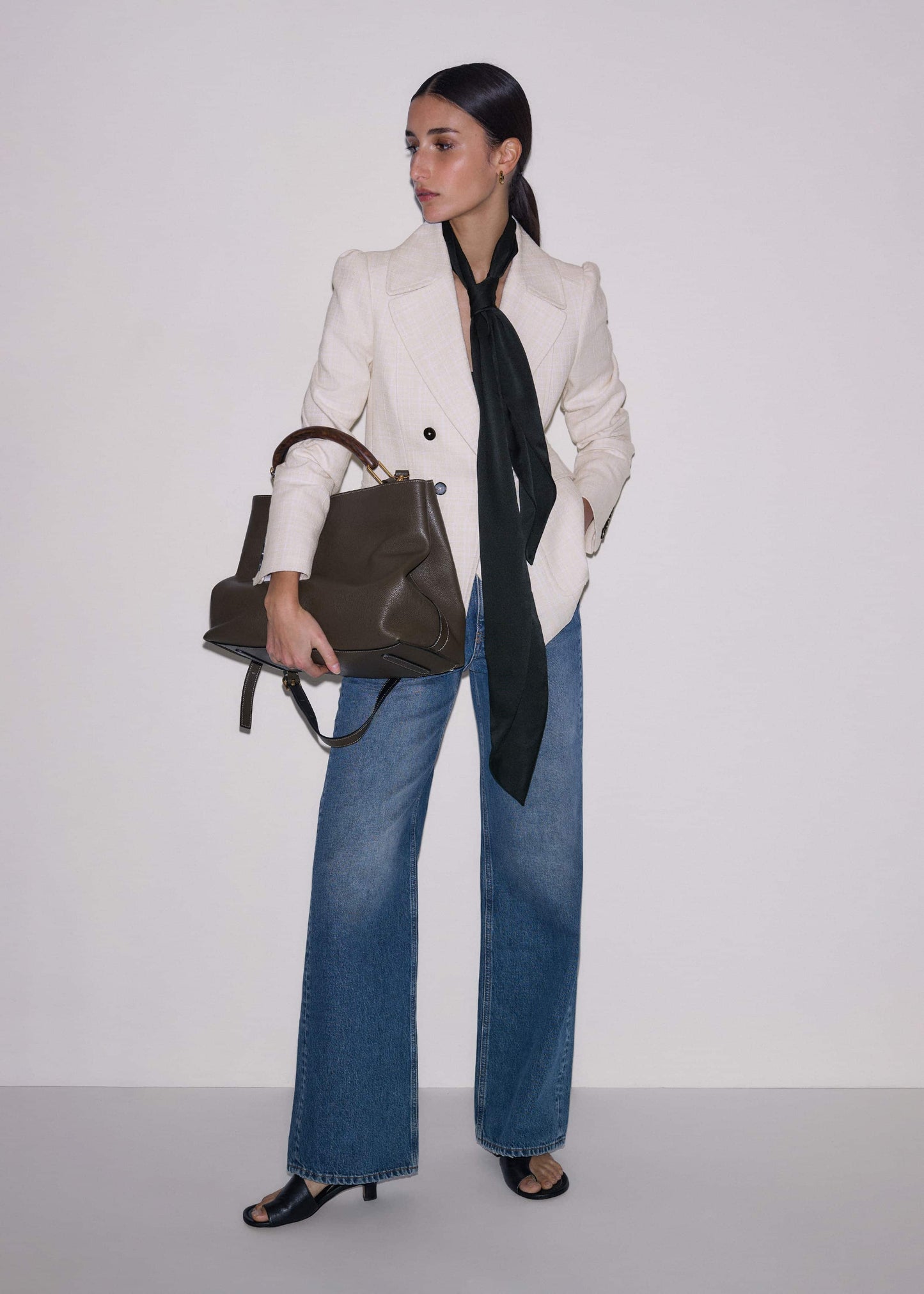ME and EM Clothing|Accessories Olive Green Leather Soft Constructed Day Bag