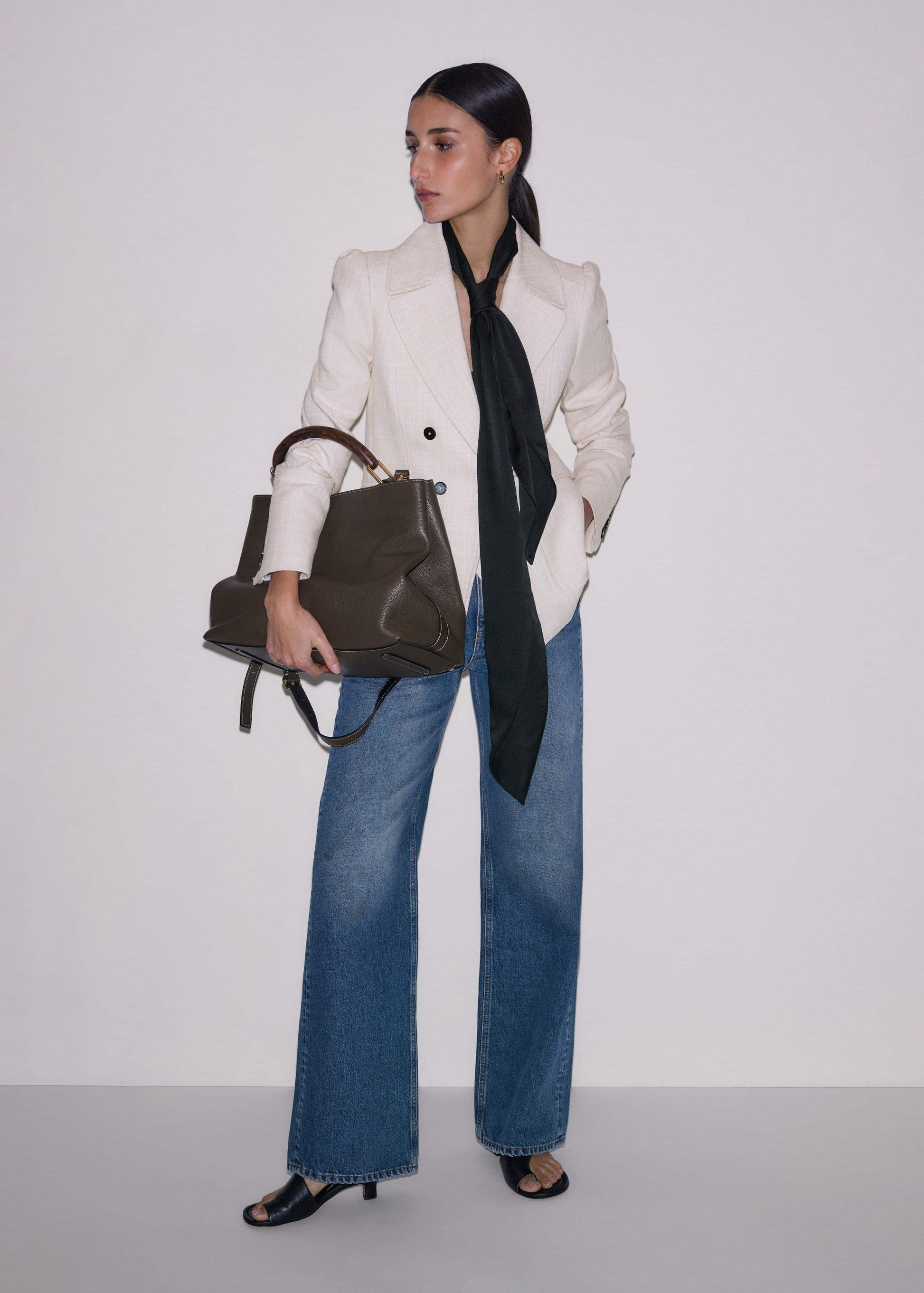 ME and EM Clothing|Accessories Olive Green Leather Soft Constructed Day Bag