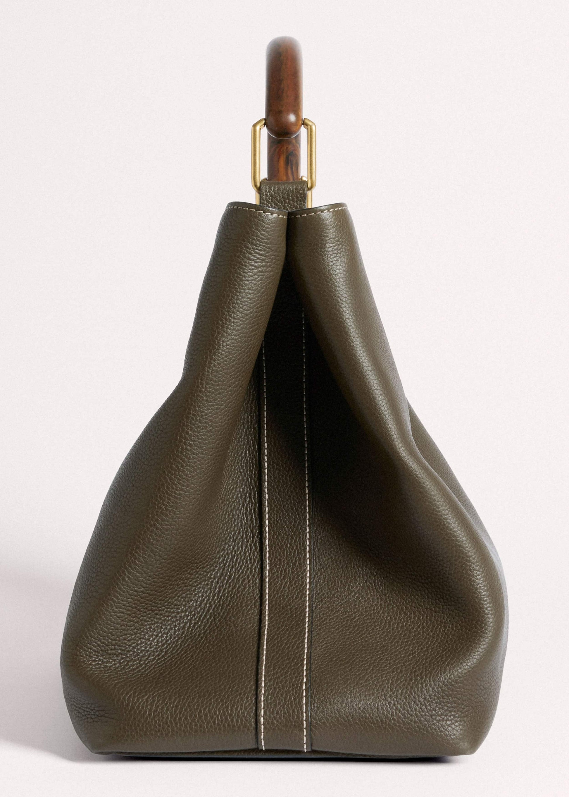 ME and EM Clothing|Accessories Olive Green Leather Soft Constructed Day Bag