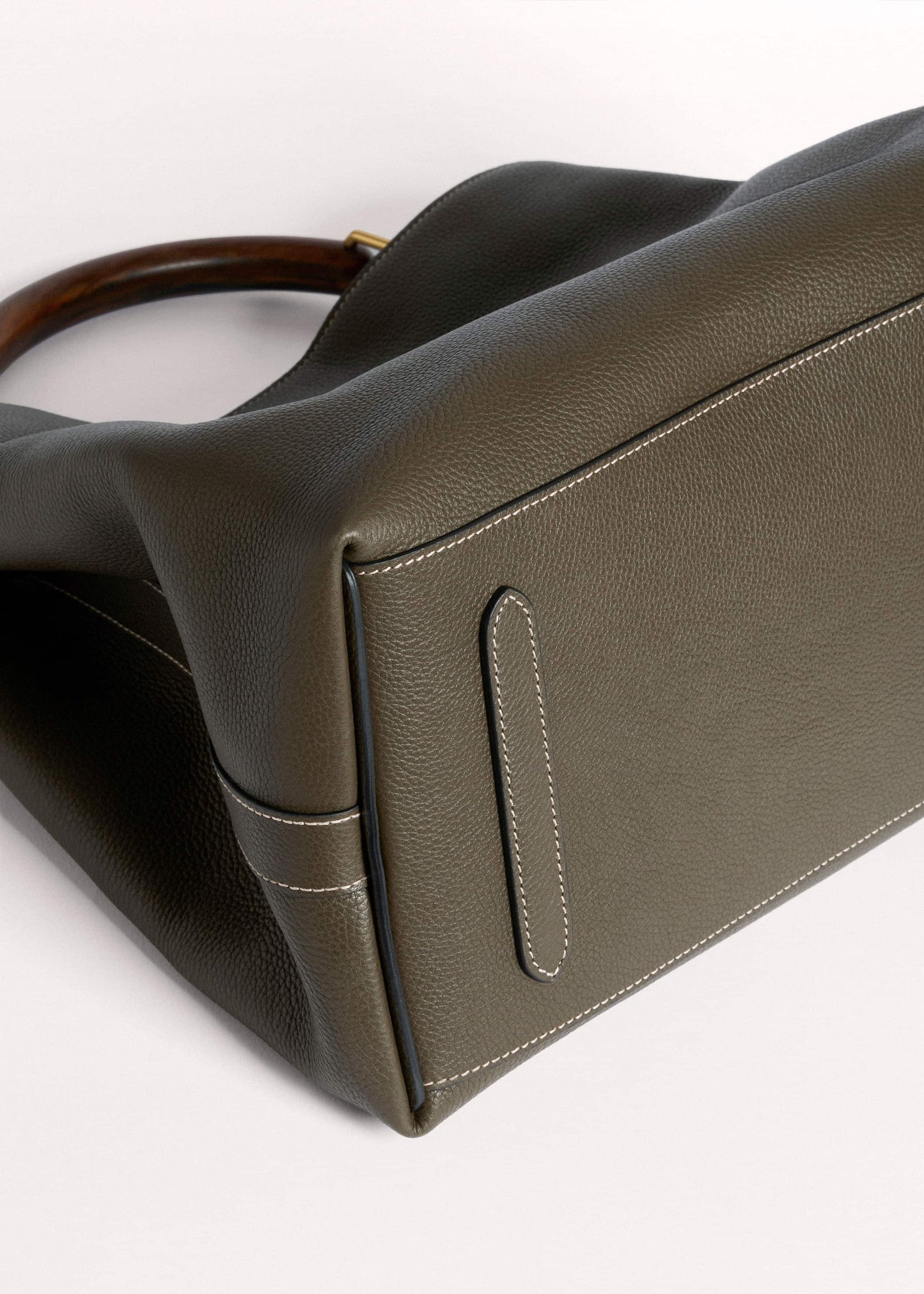 ME and EM Clothing|Accessories Olive Green Leather Soft Constructed Day Bag