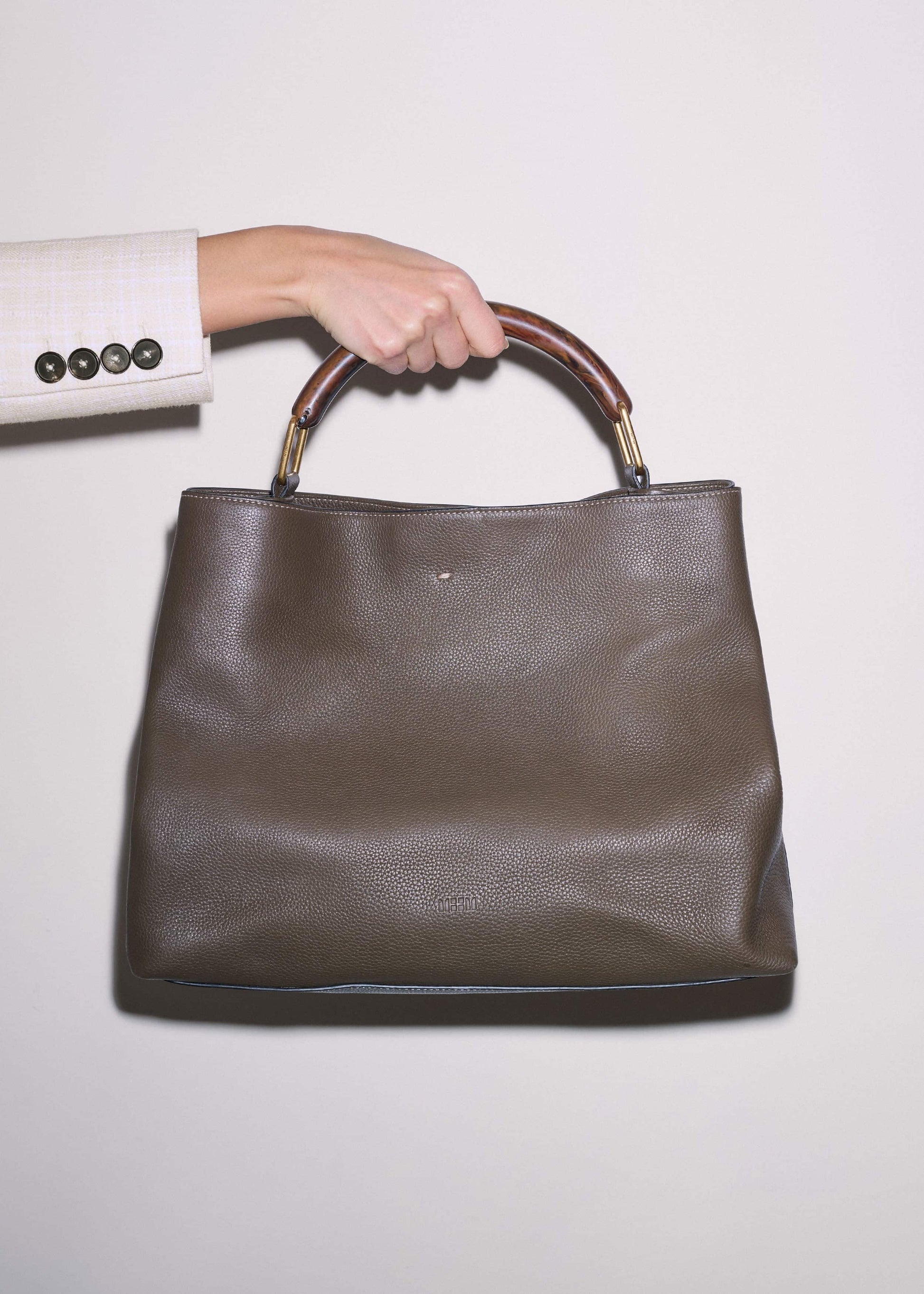 ME and EM Clothing|Accessories Olive Green Leather Soft Constructed Day Bag