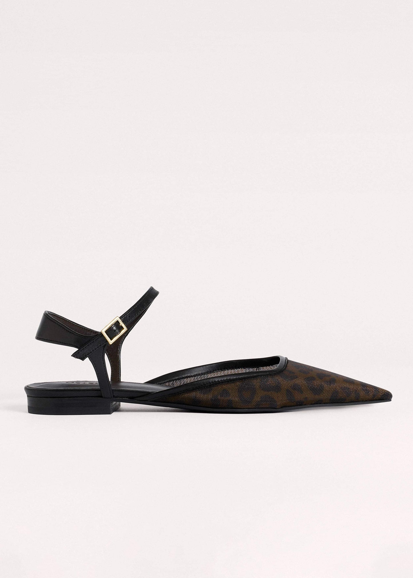 ME and EM Clothing|Accessories Brown Leopard Print Mesh Point-Toe Flat