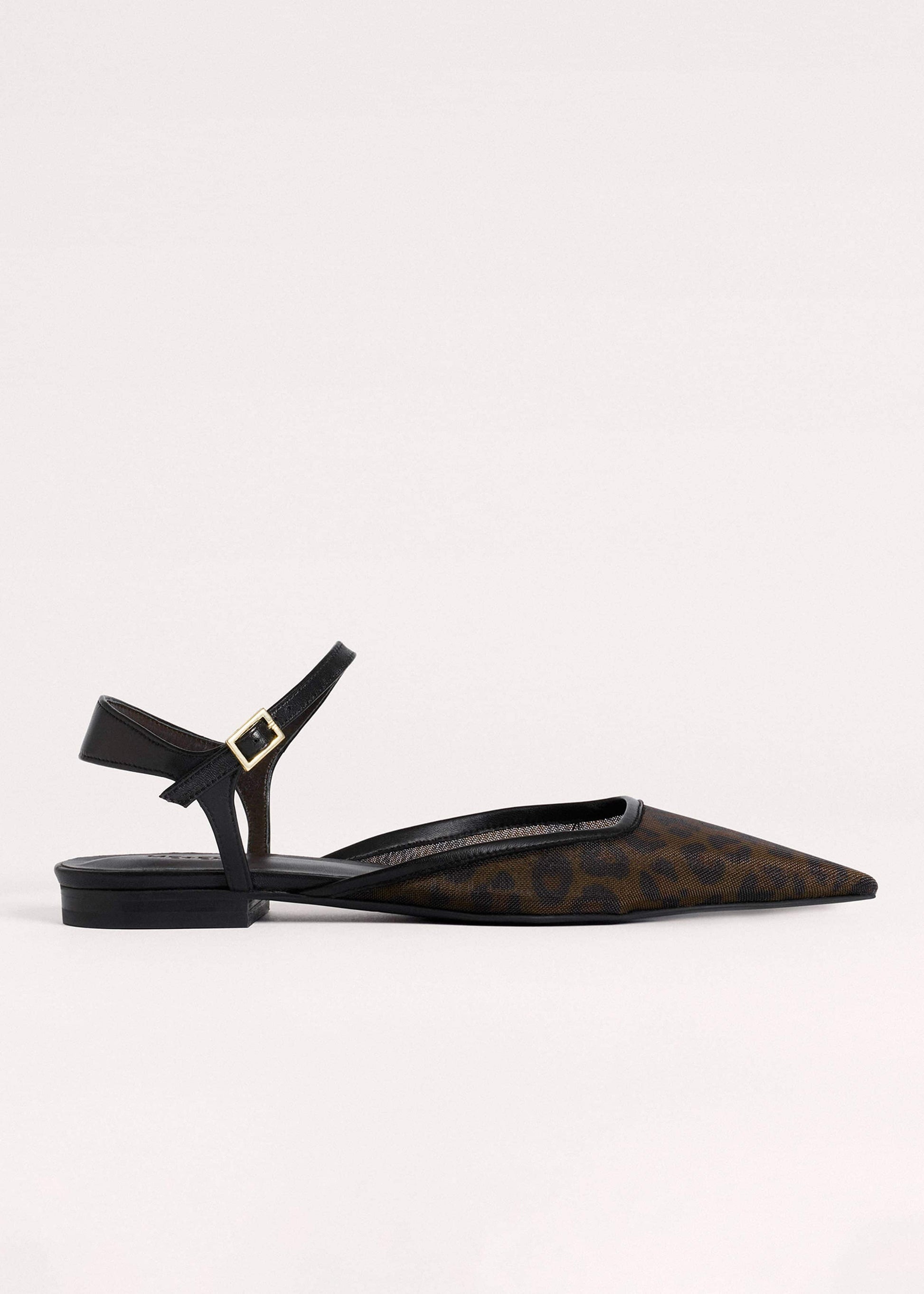 ME and EM Clothing|Accessories Brown Leopard Print Mesh Point-Toe Flat