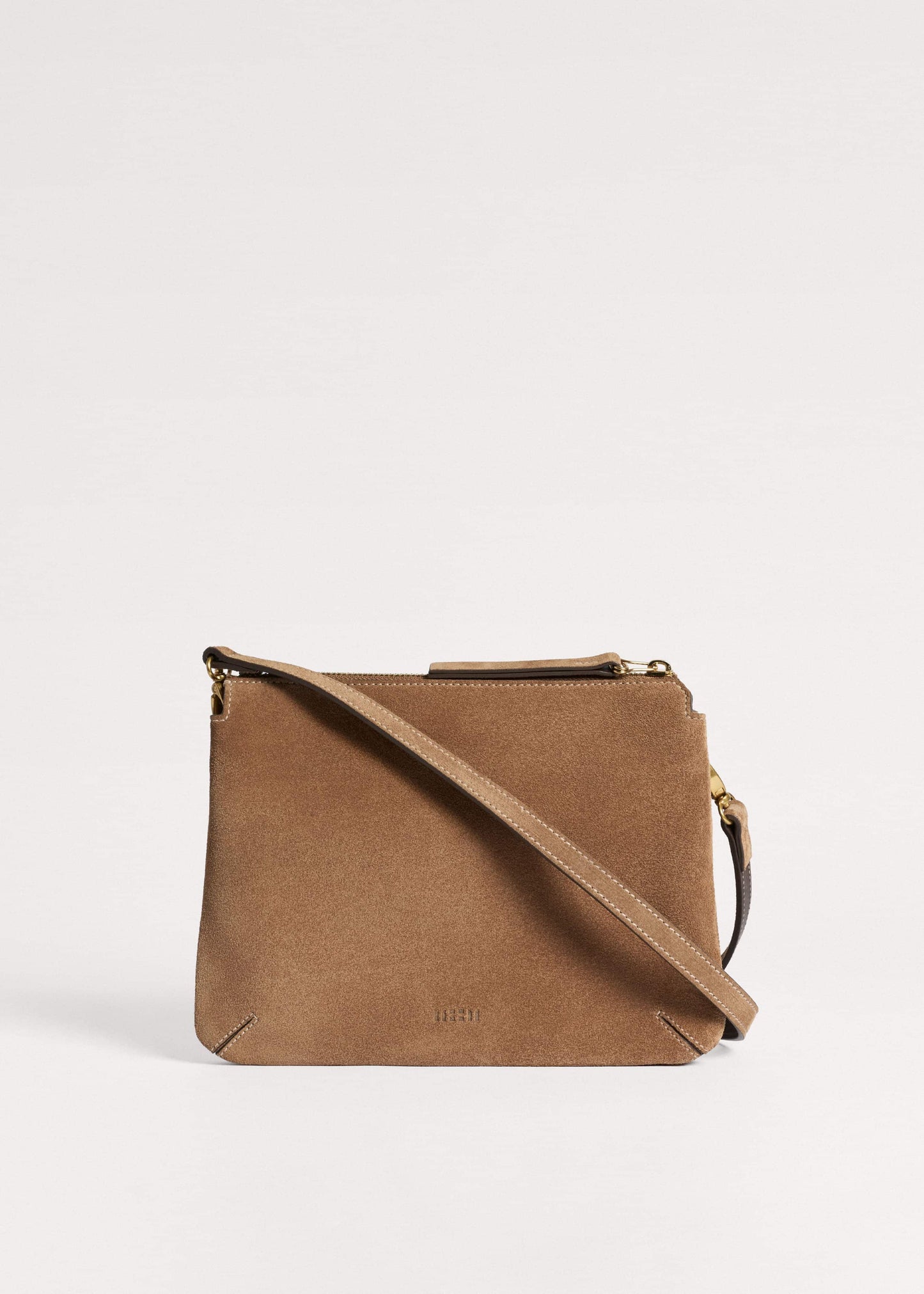 ME and EM Clothing Brown Suede Double Pouch Crossbody Bag