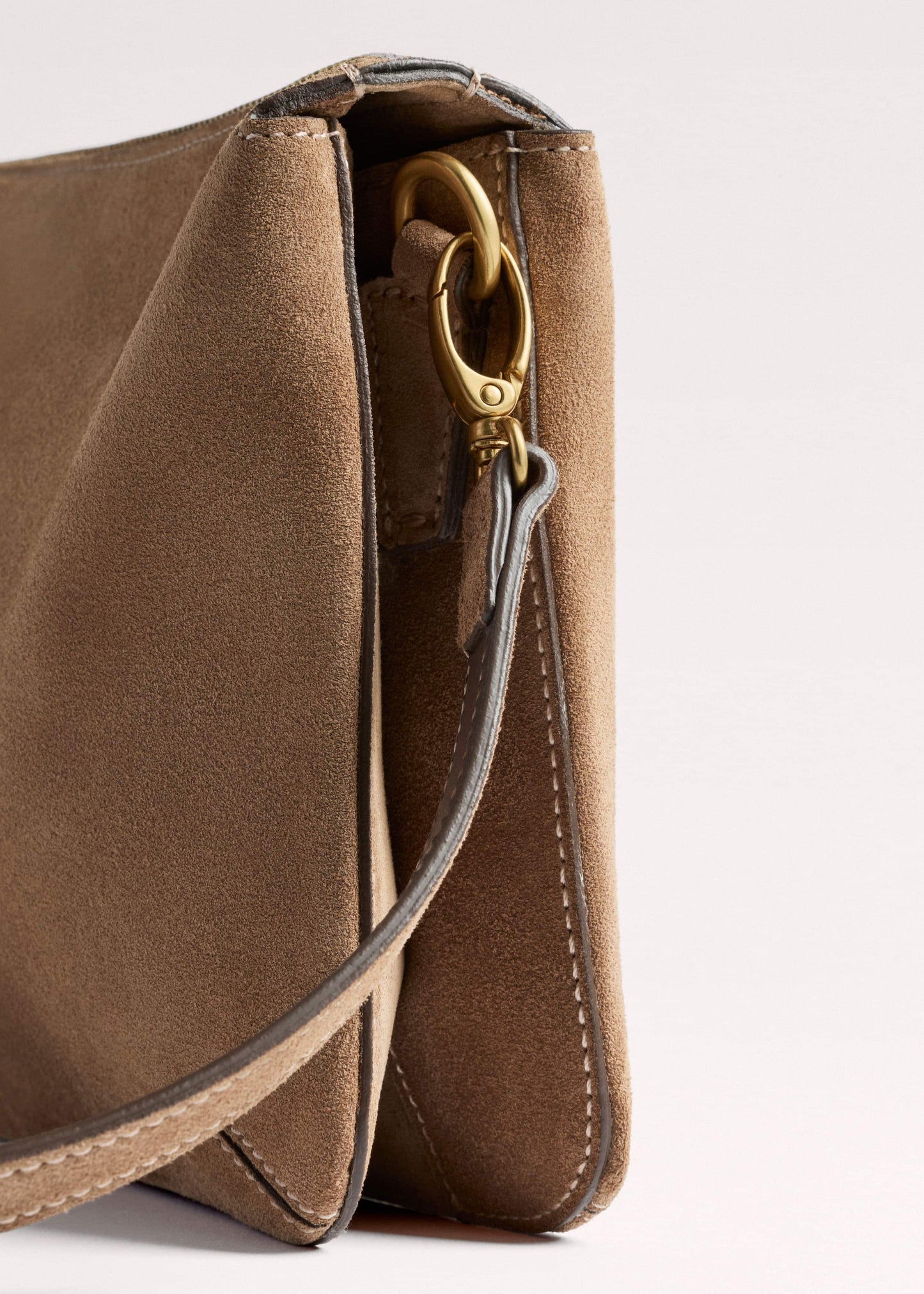 ME and EM Clothing Brown Suede Double Pouch Crossbody Bag