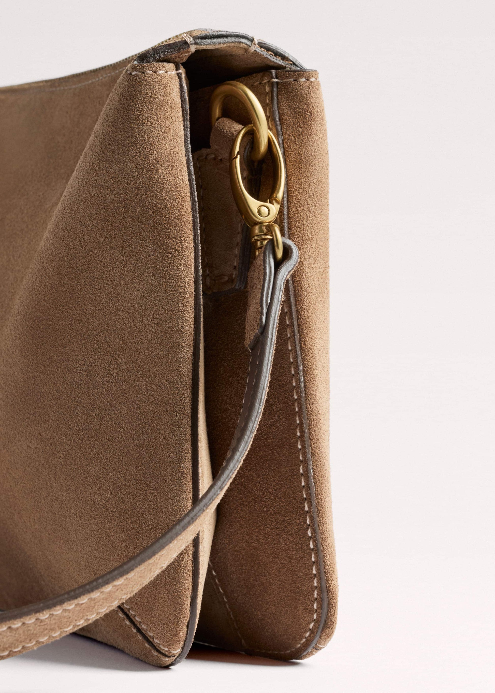 ME and EM Clothing Brown Suede Double Pouch Crossbody Bag