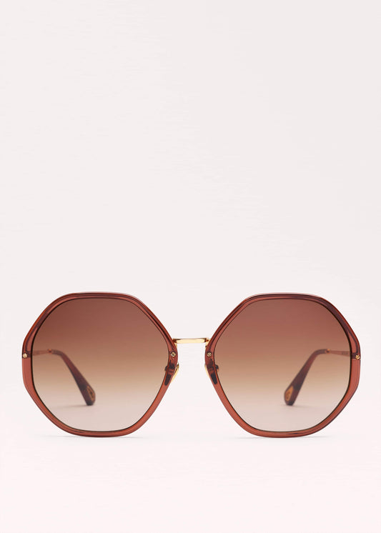 ME and EM Clothing|Accessories Cinnamon Hetagonal Frame Sunglasses
