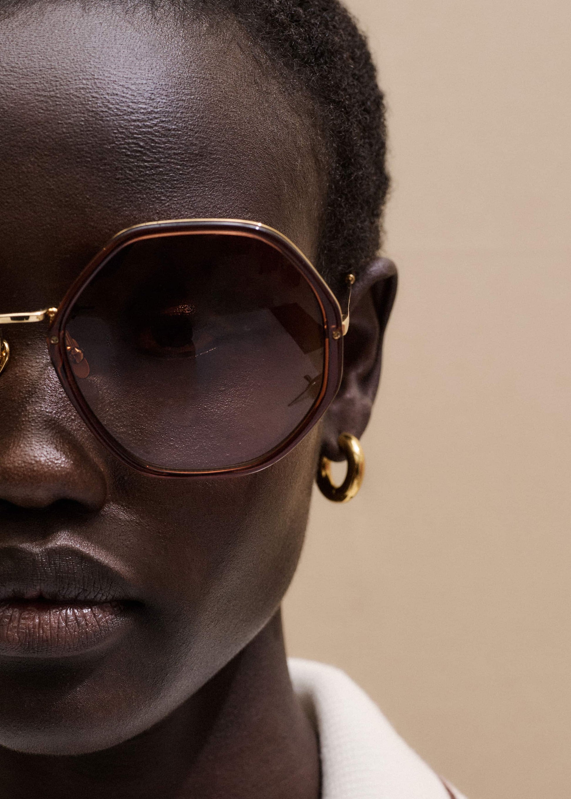 ME and EM Clothing|Accessories Cinnamon Hetagonal Frame Sunglasses